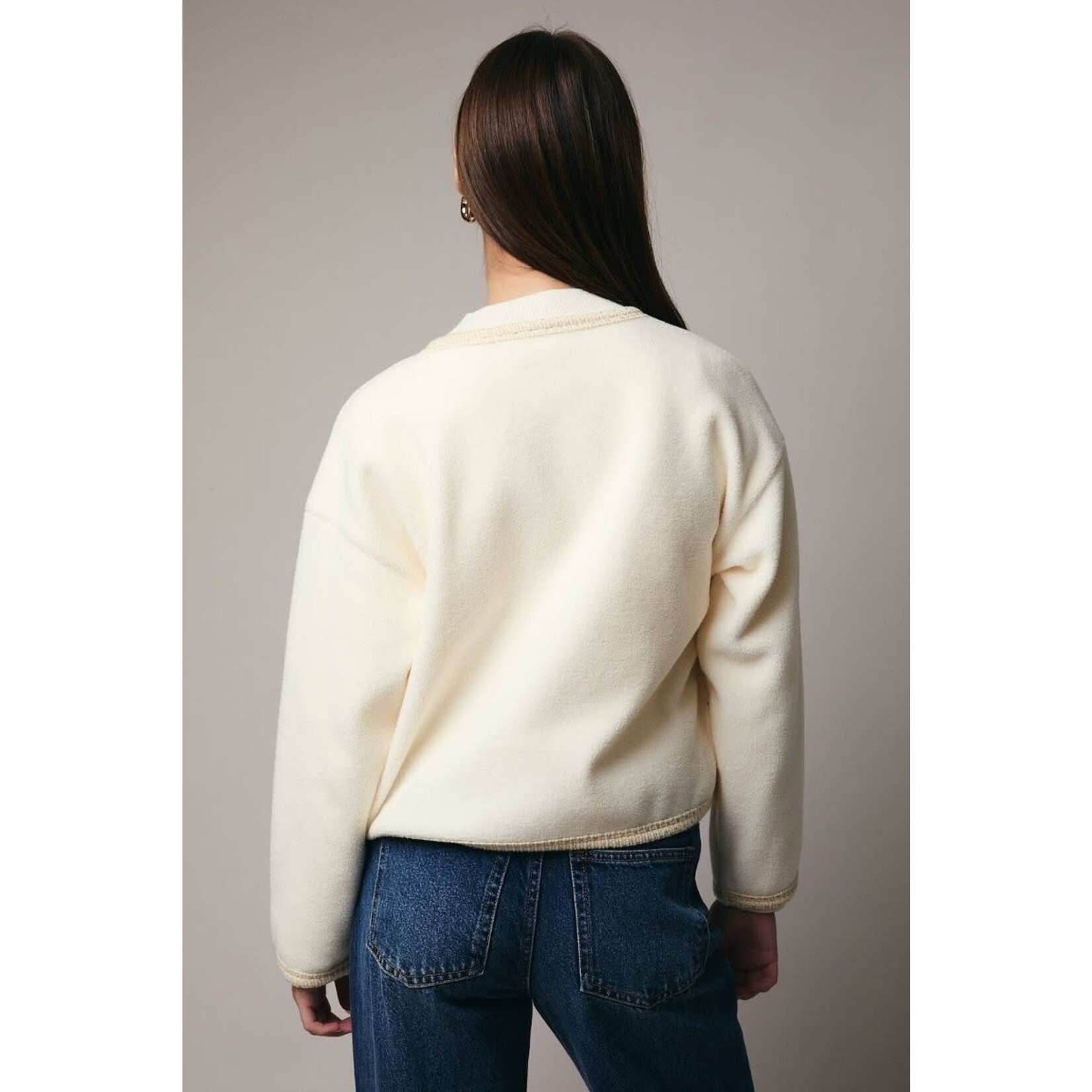 CREAM BUTTON DOWN FLEECE