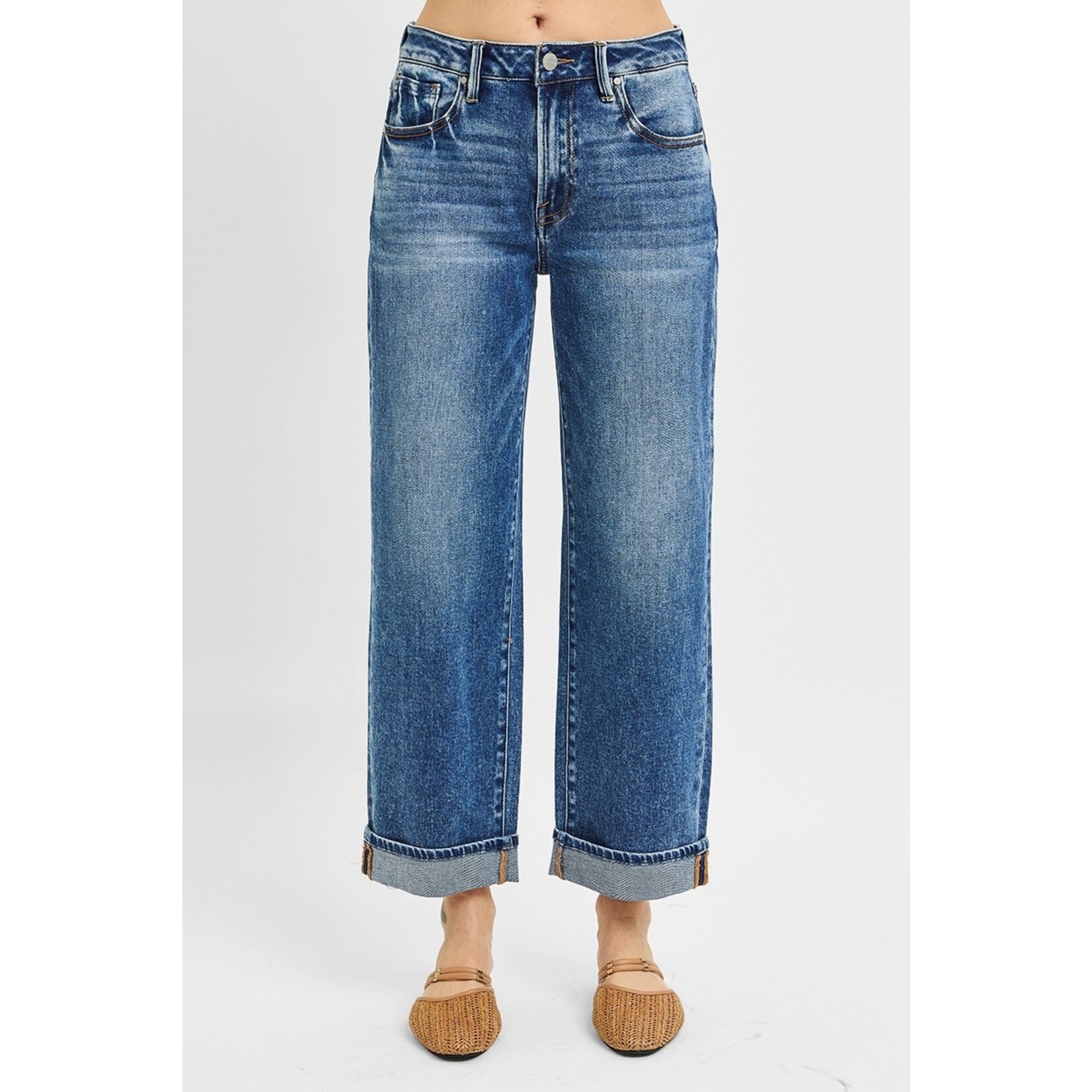 DARK MID RISE ANKLE BOYFRIEND JEAN