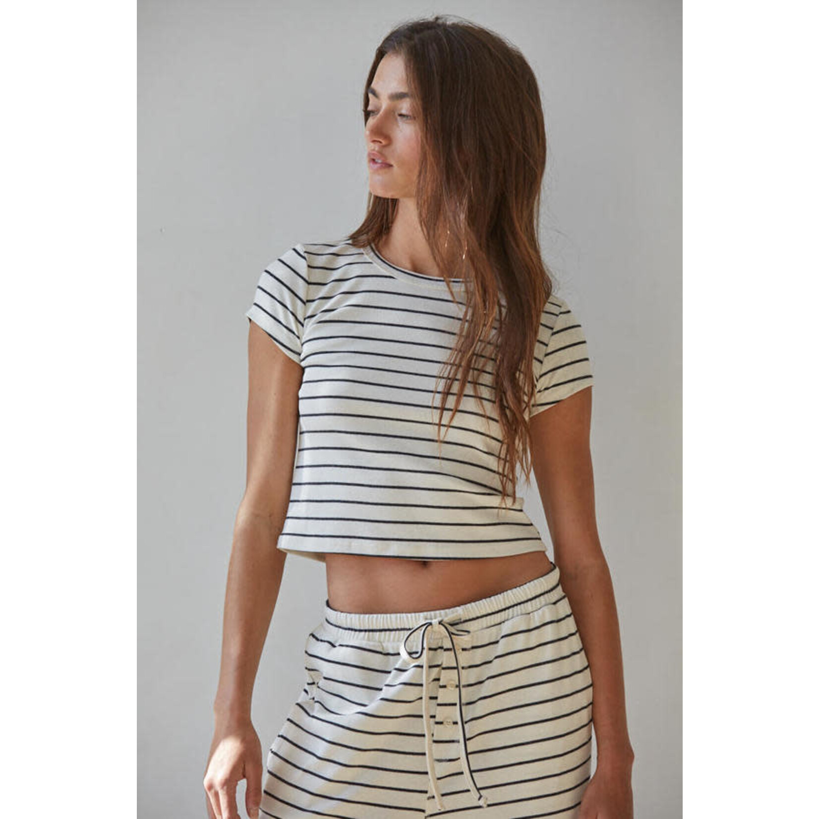 STRIPED SHORT SLEEVE B&W