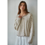TAUPE & IVORY STRIPED CARDIGAN