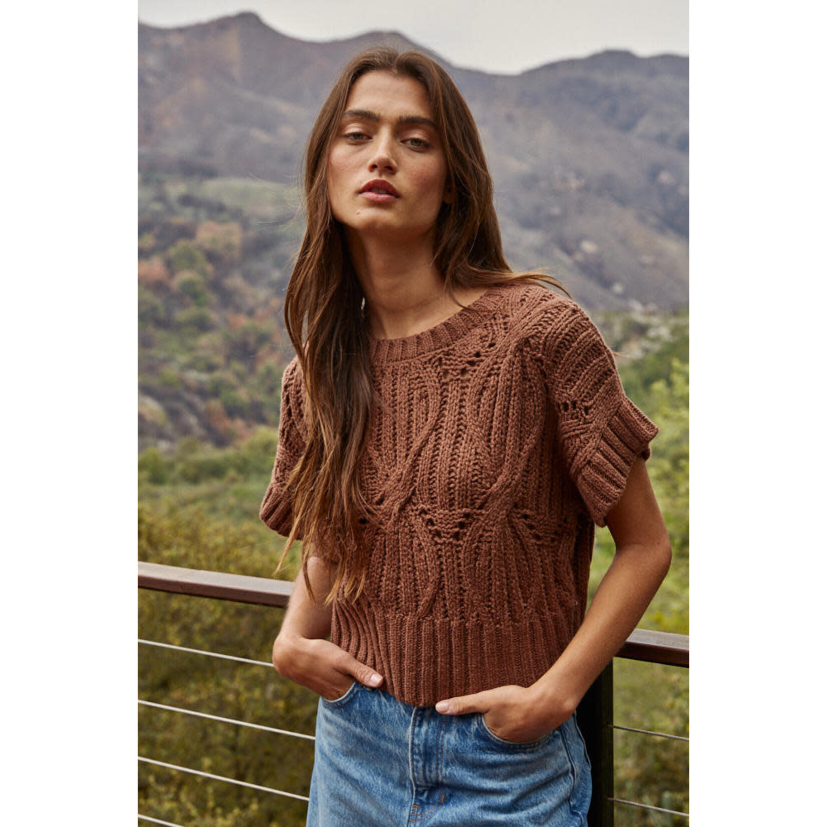 BROWN CALI CROCHET TOP