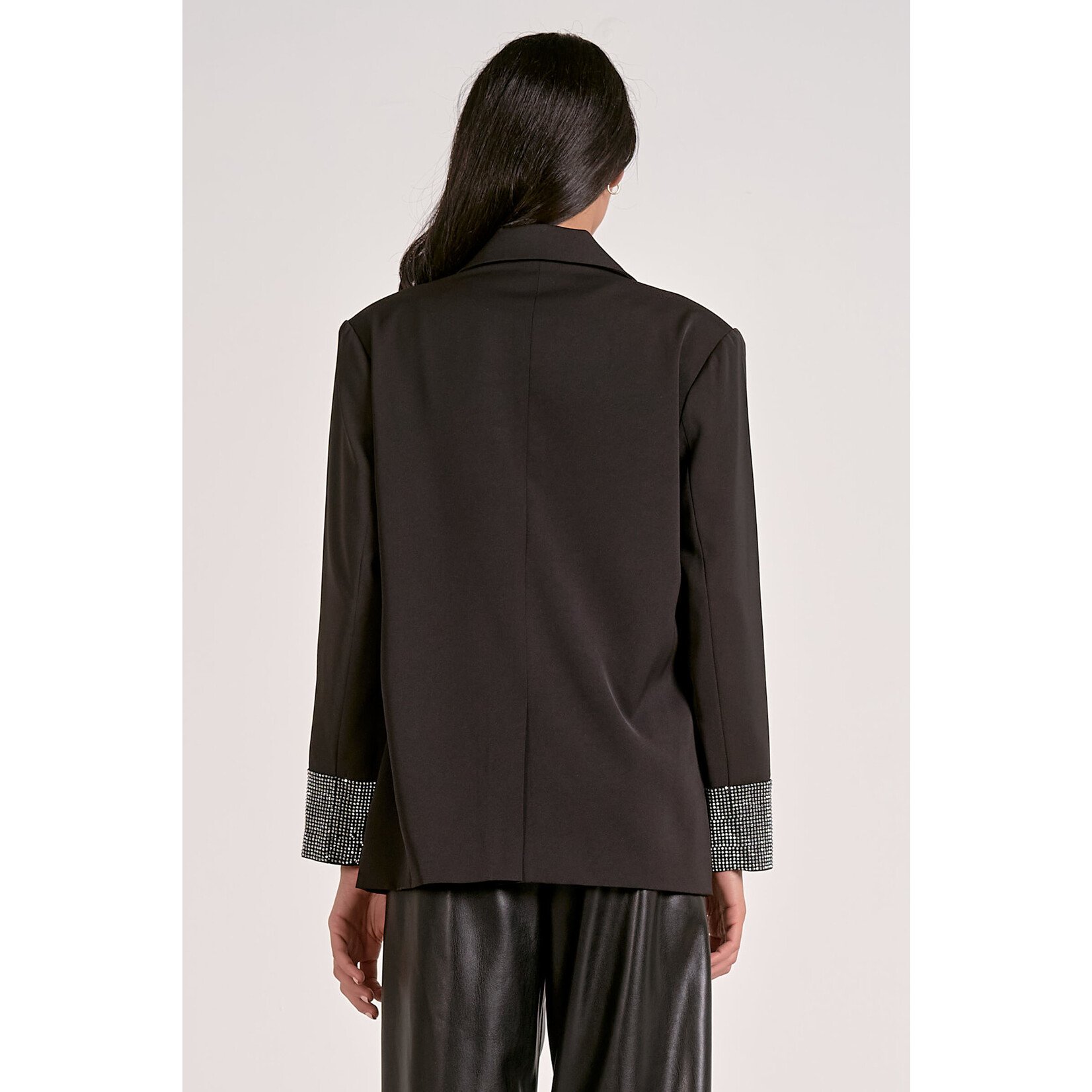 BLACK BLAZER WITH RHINESTONE CUFF