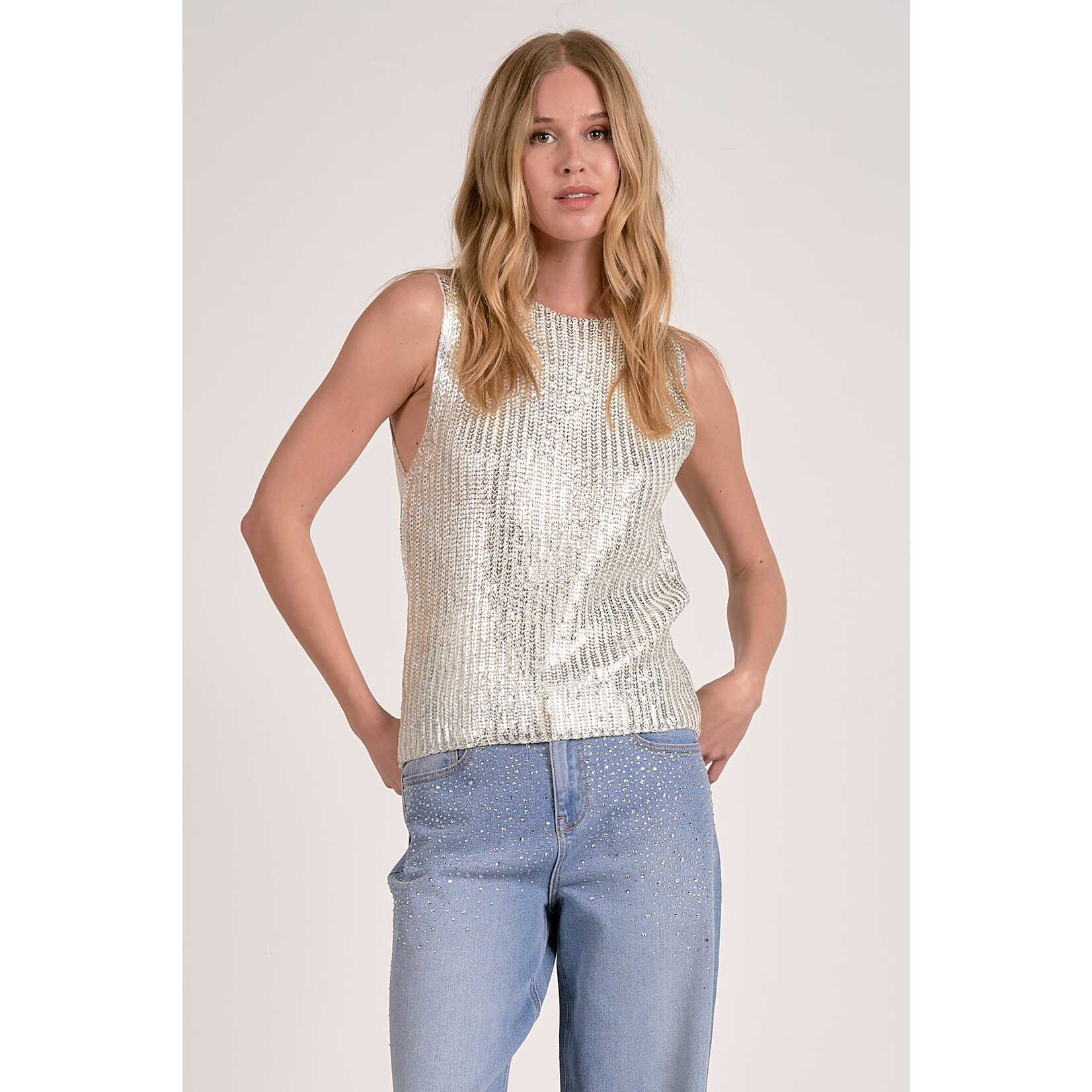 WHITE SHINE SWEATER TANK