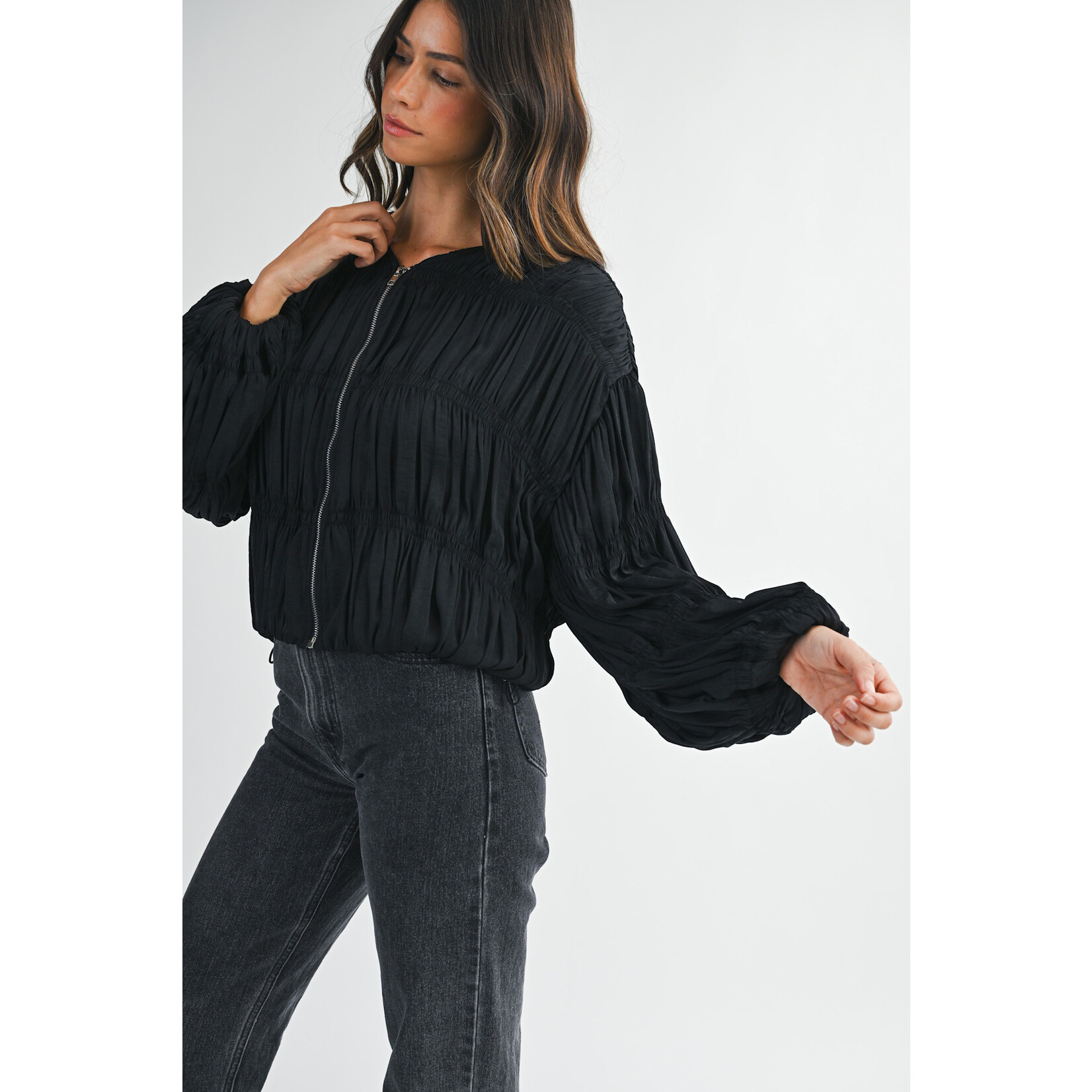 MABLE BLACK ZIP UP JACKET