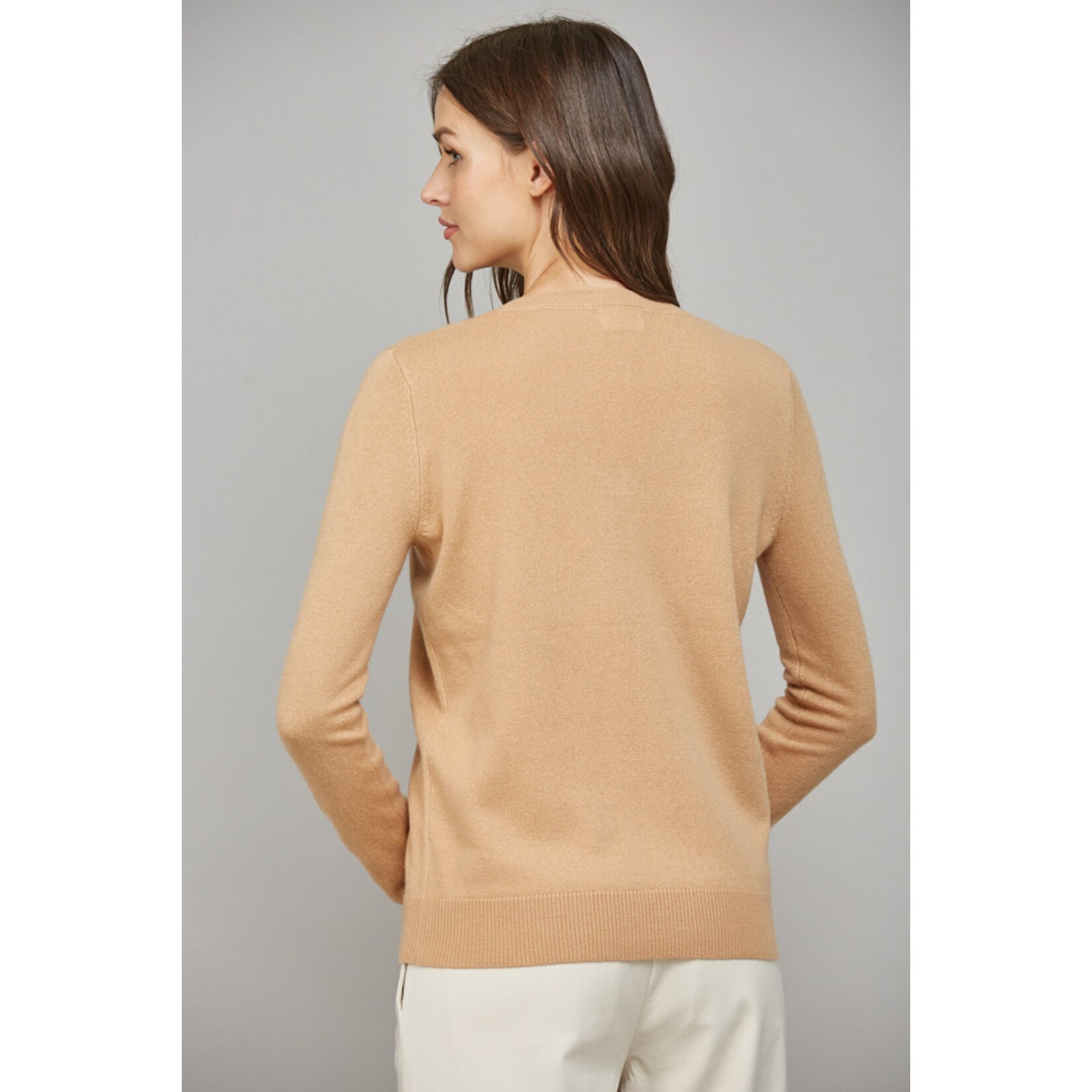 CAMEL V NECK SWEATER TOP