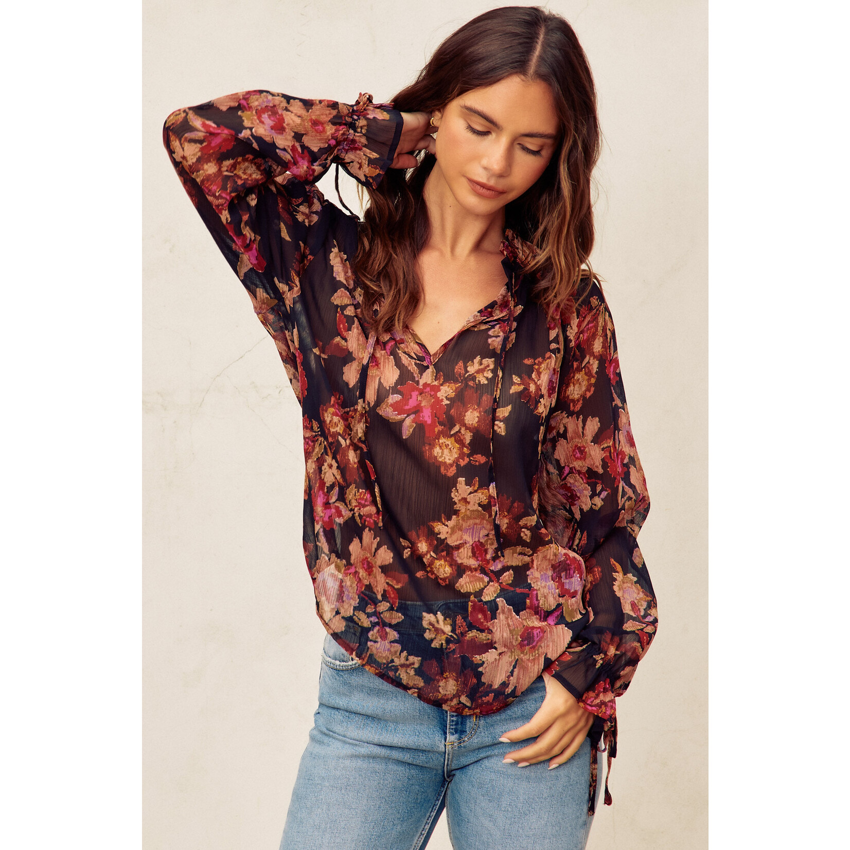 NIGHTFALL TIE FRONT BLOUSE