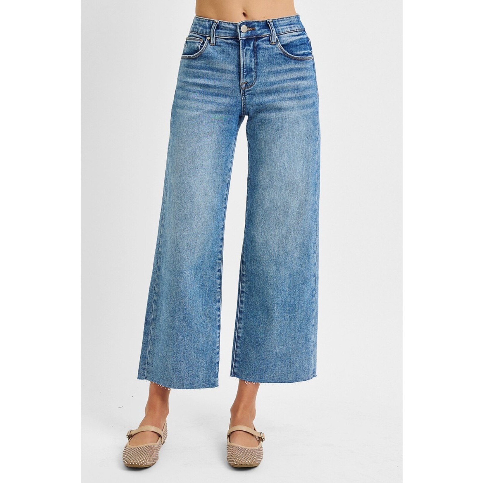 DARK MID RISE CROP WIDE JEAN