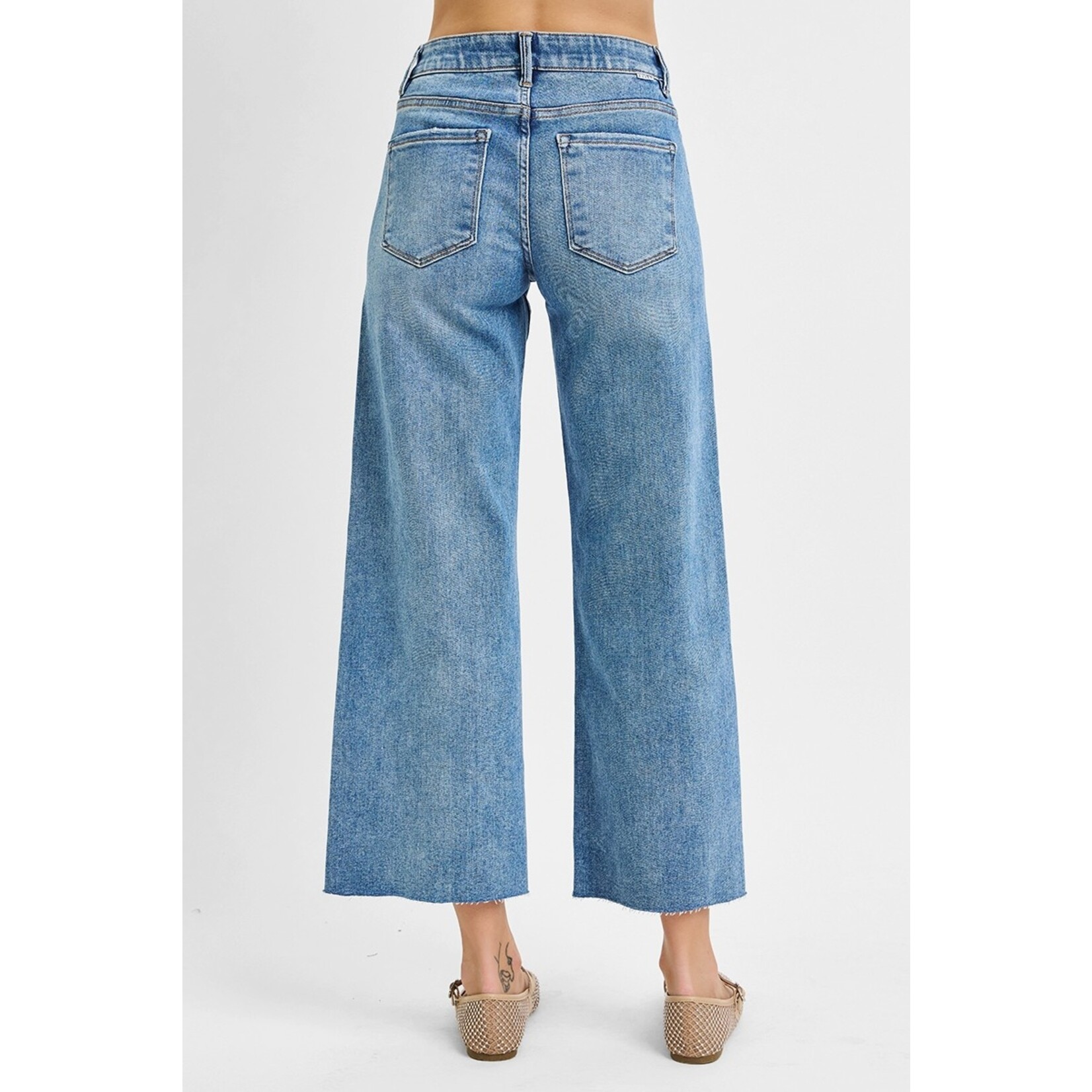 DARK MID RISE CROP WIDE JEAN