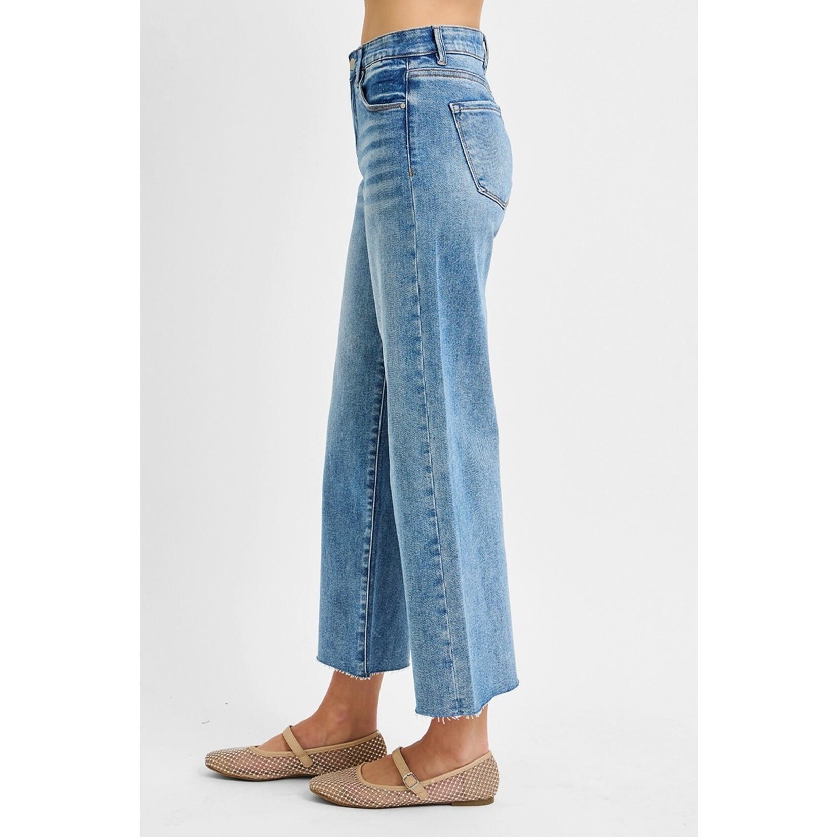 DARK MID RISE CROP WIDE JEAN