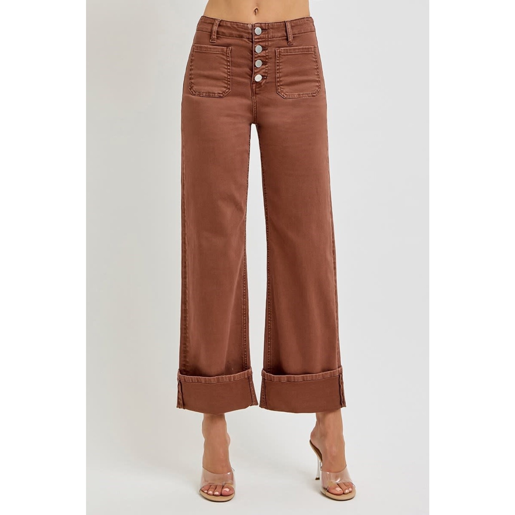 HIGH RISE WIDE LEG JEANS IN ESPRESSO