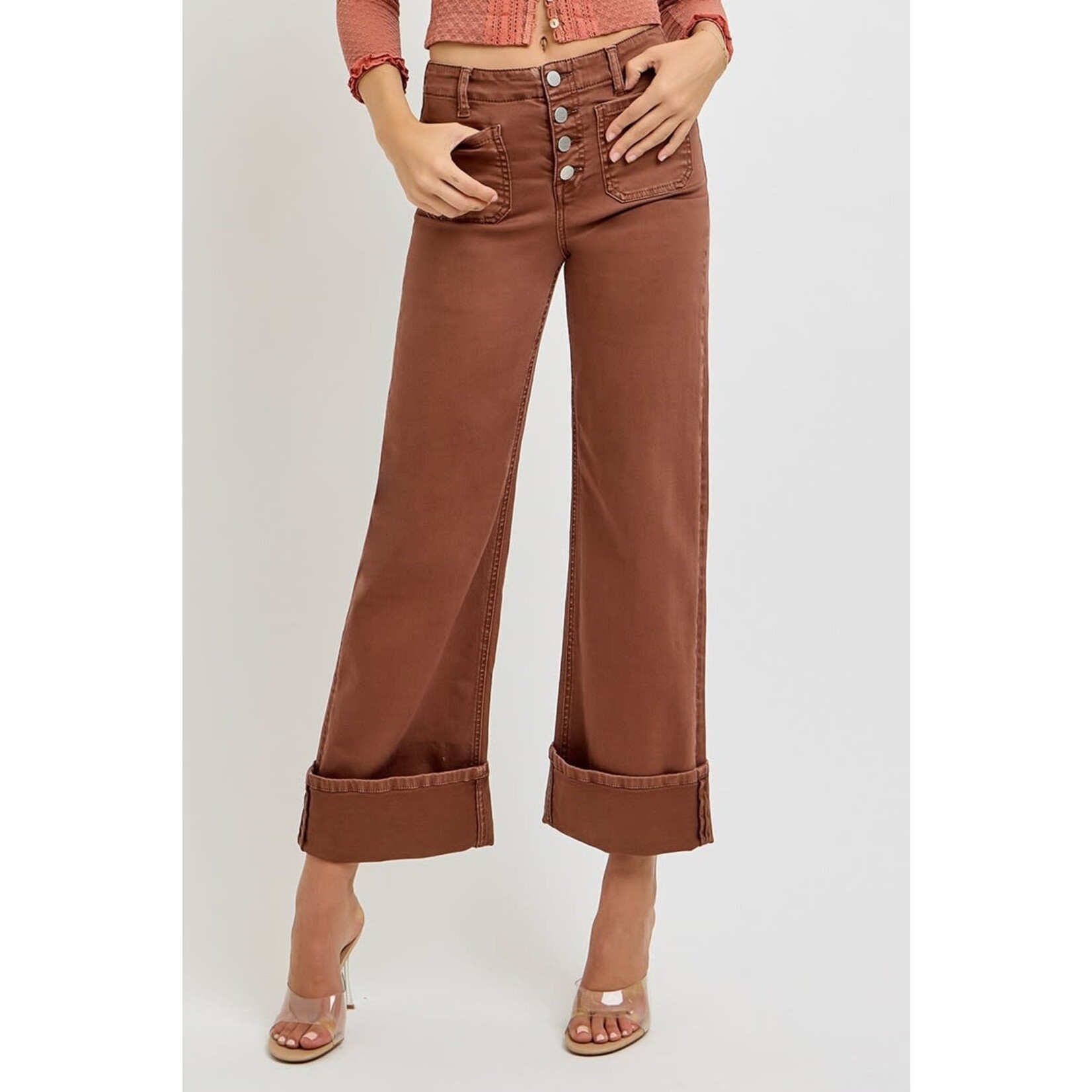 HIGH RISE WIDE LEG JEANS IN ESPRESSO