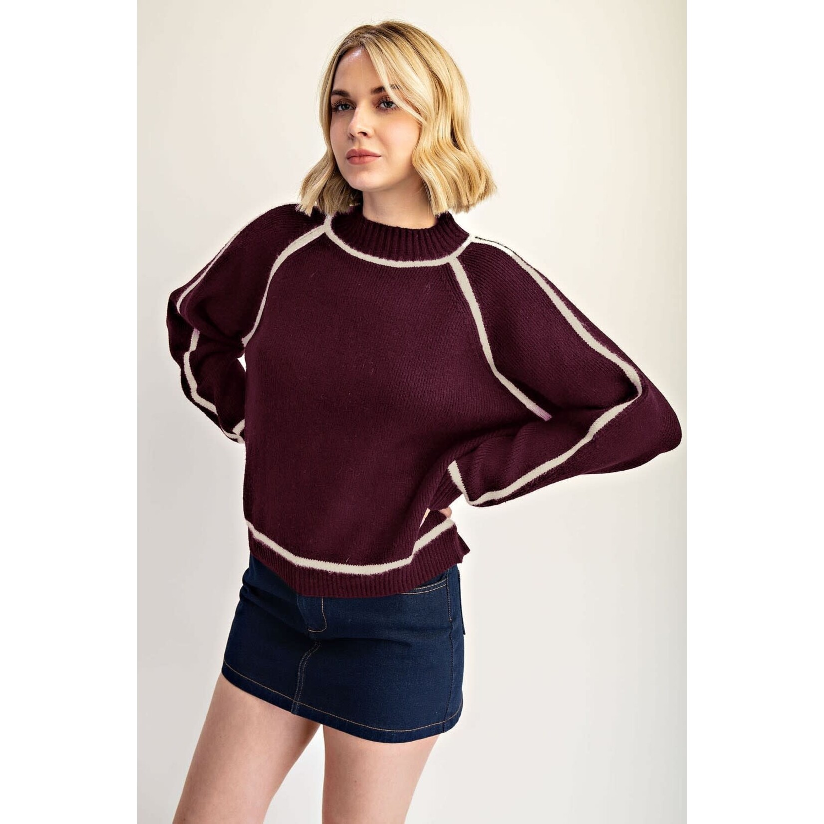 SWEATER TOP WITH CONTRAST DETAIL