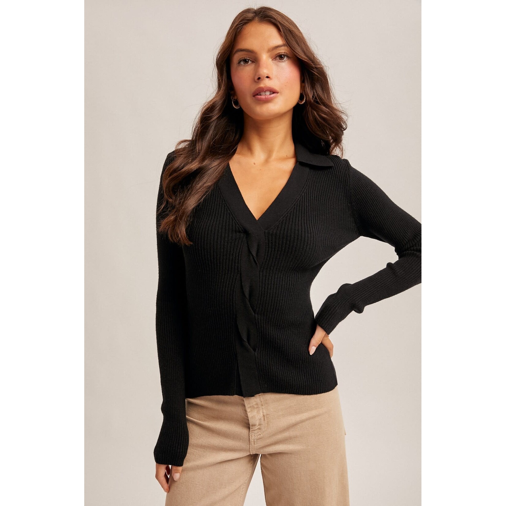 FRONT TWIST SWEATER  TOP