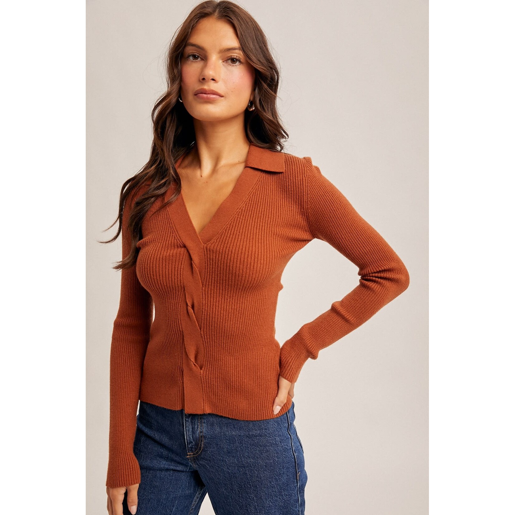 FRONT TWIST SWEATER  TOP