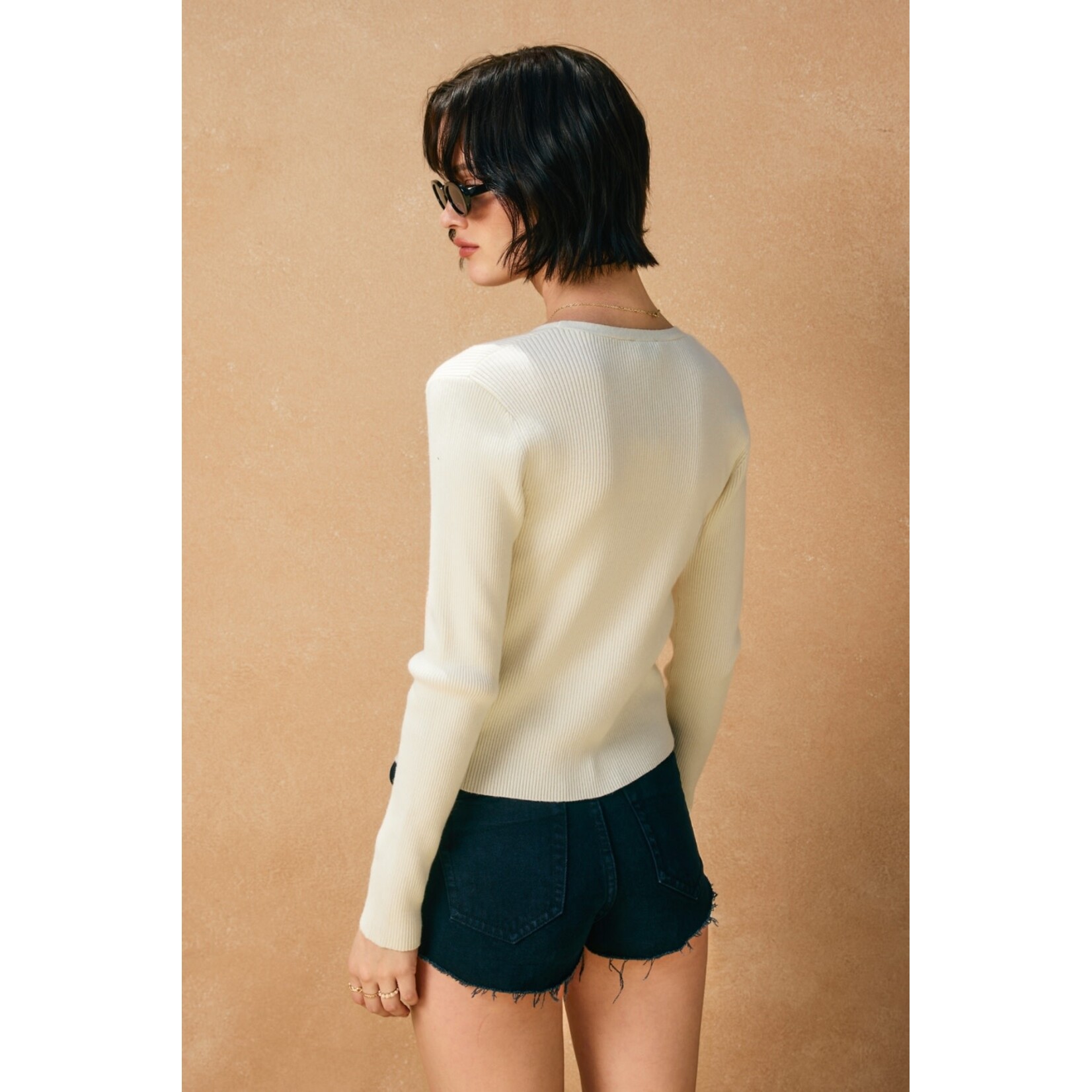 LACED FRONT SWEATER