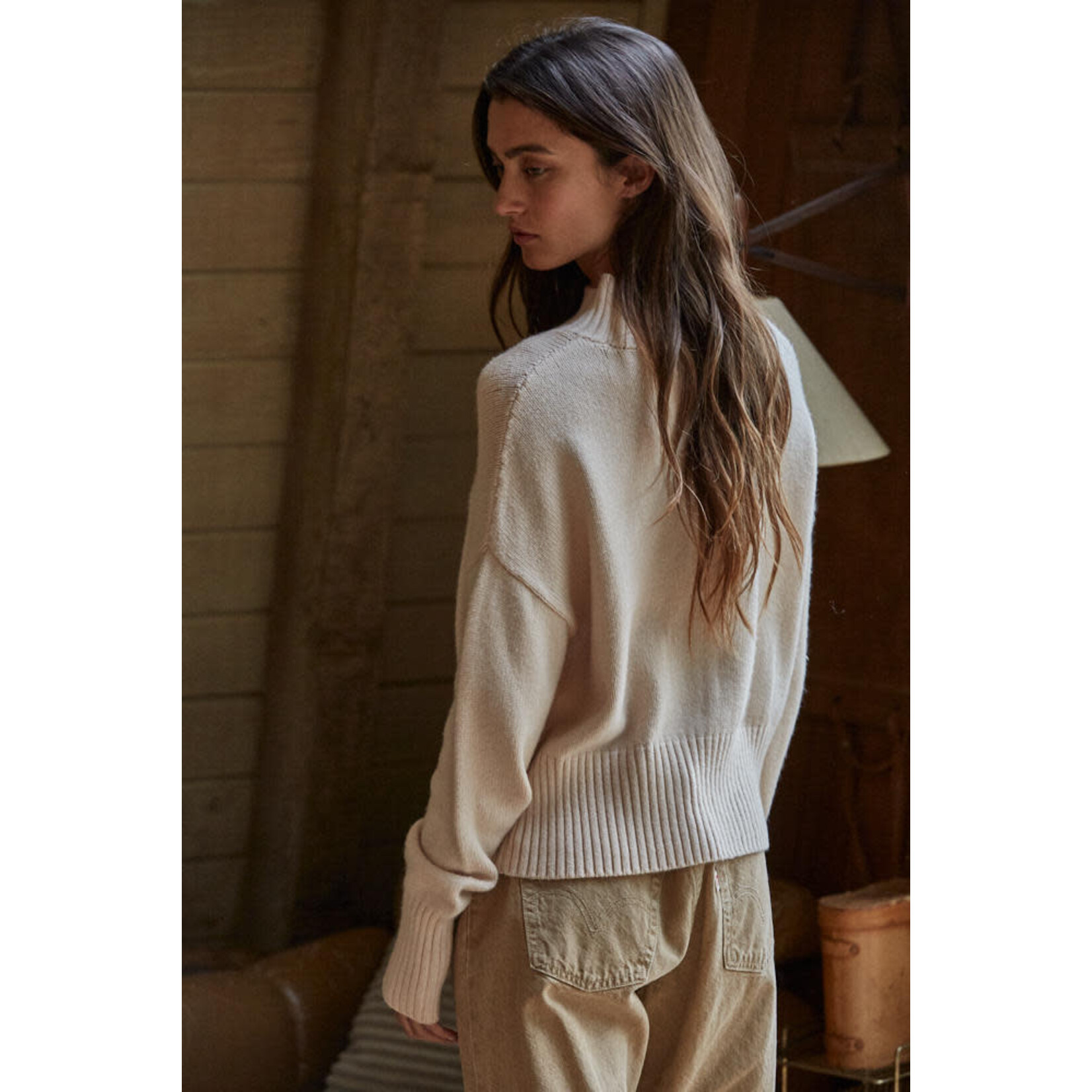 CREAM MOCK NECK SWEATER