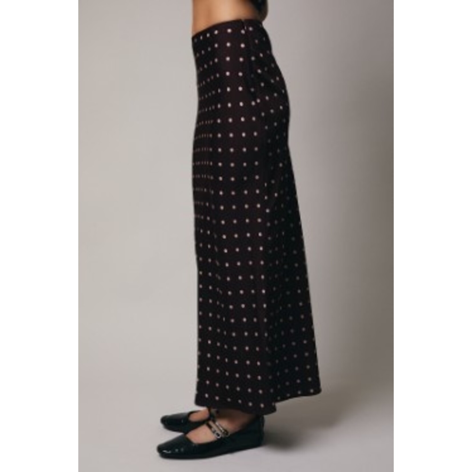 POLKA DOT SATIN MIDI SKIRT