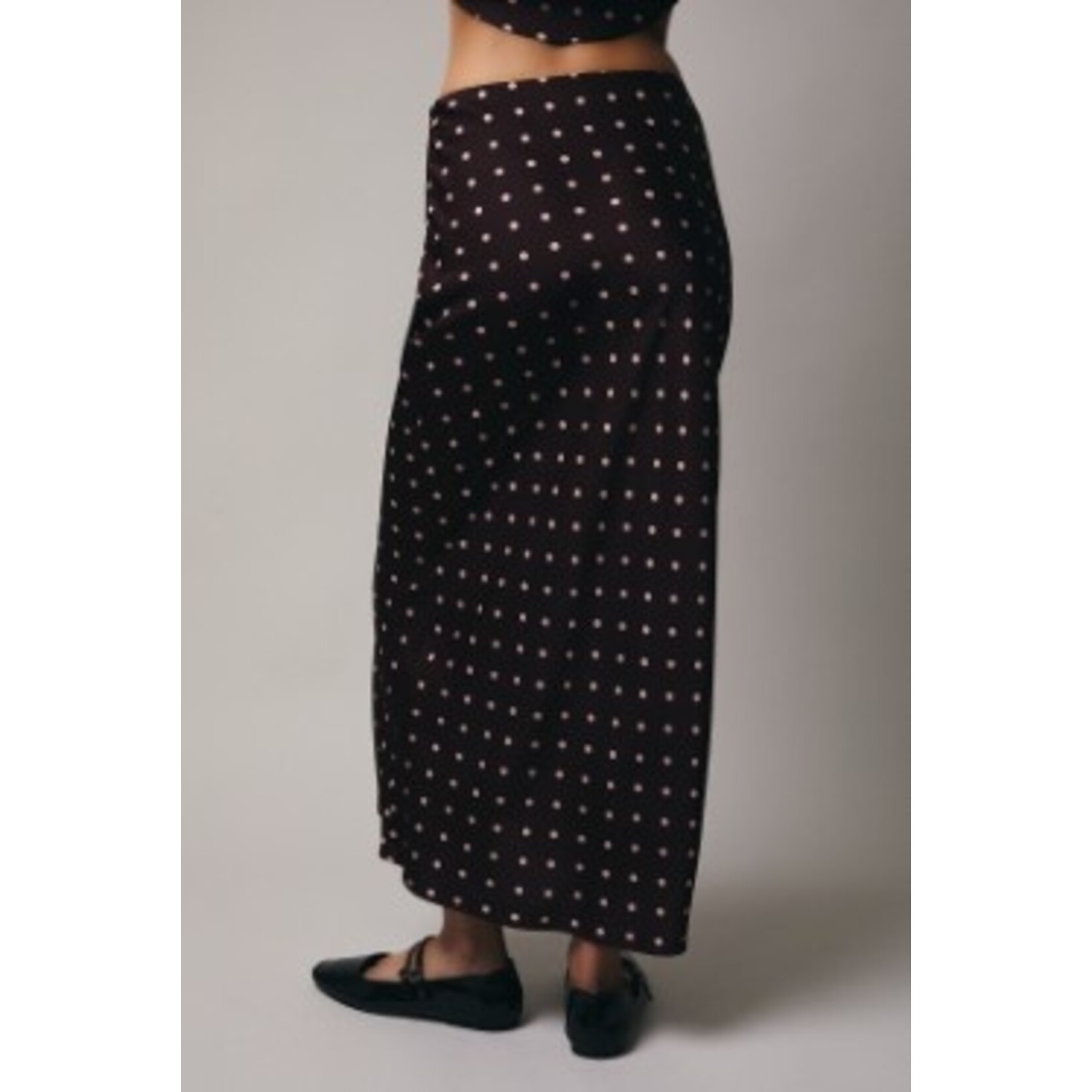 POLKA DOT SATIN MIDI SKIRT
