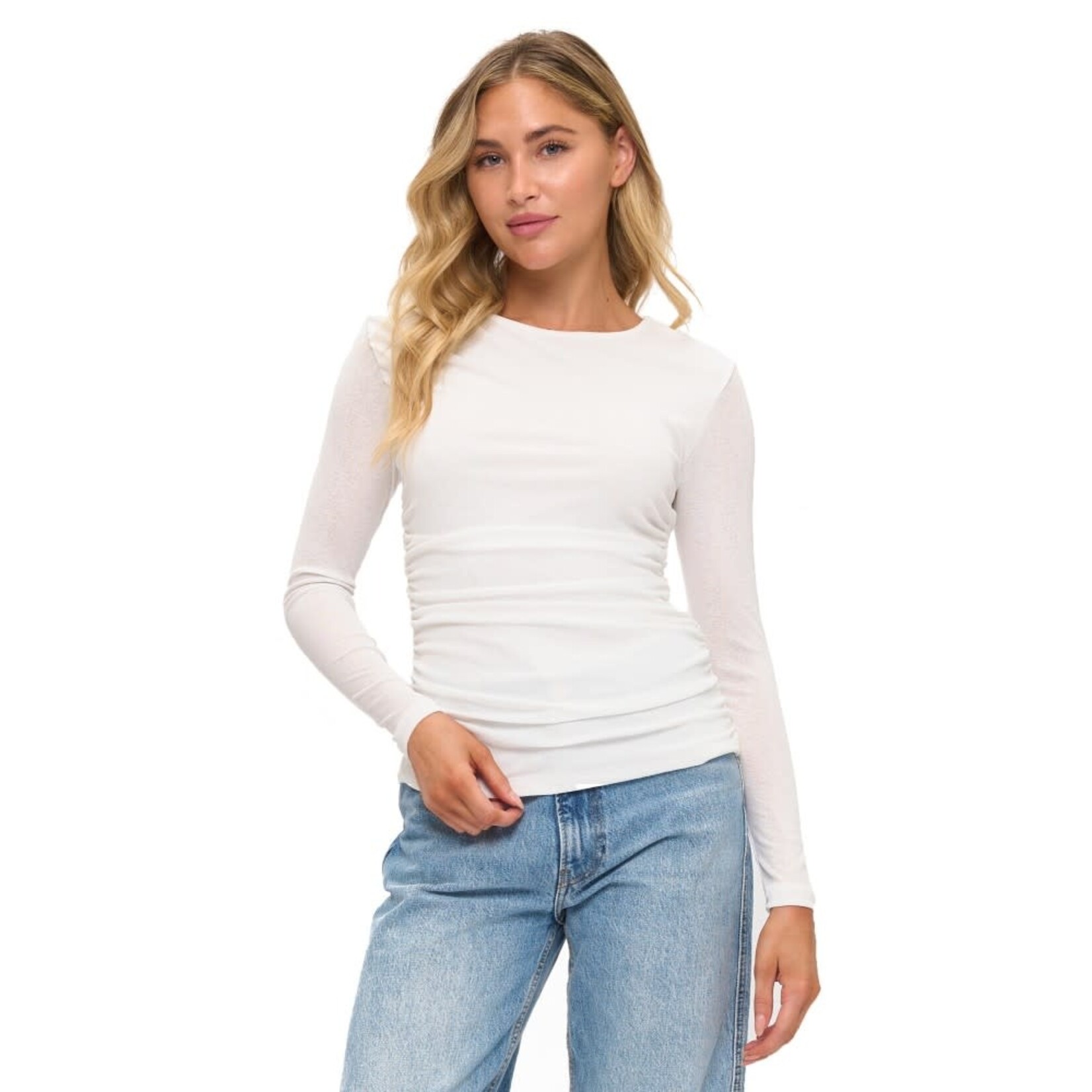 LONG SLEEVE RUCHED TOP (AVAILABLE IN BLACK & WHITE)