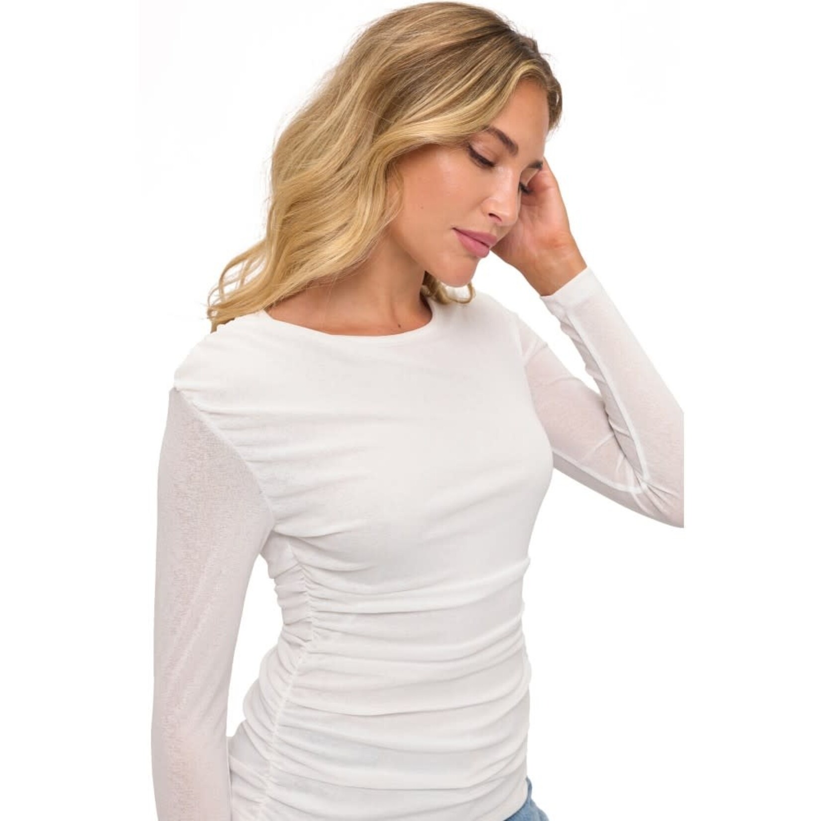 LONG SLEEVE RUCHED TOP (AVAILABLE IN BLACK & WHITE)