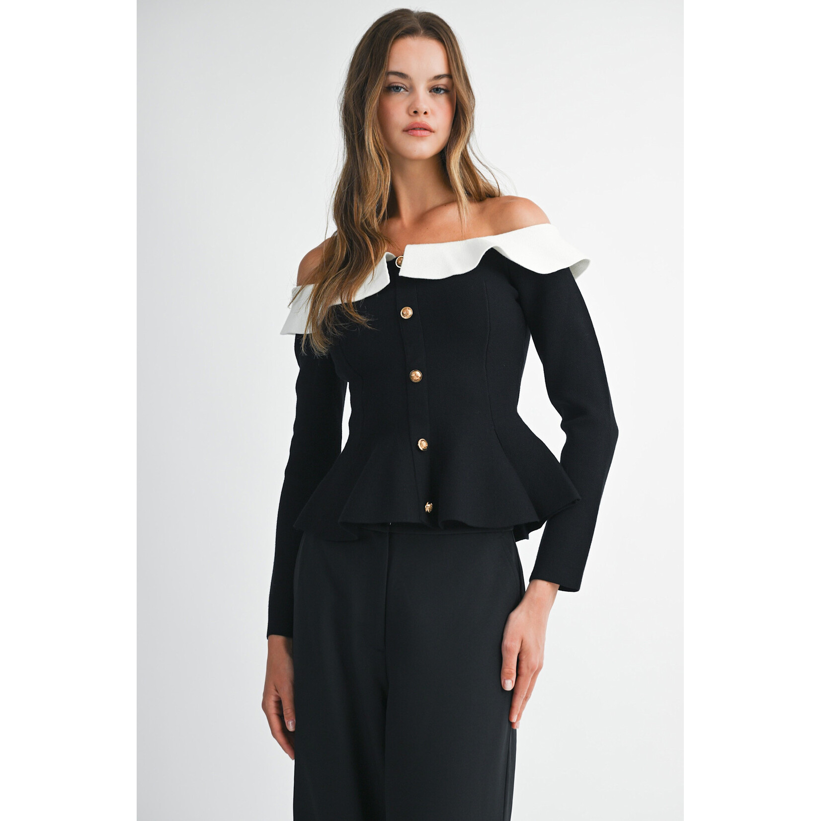 OFF SHOULDER PEPLUM TOP