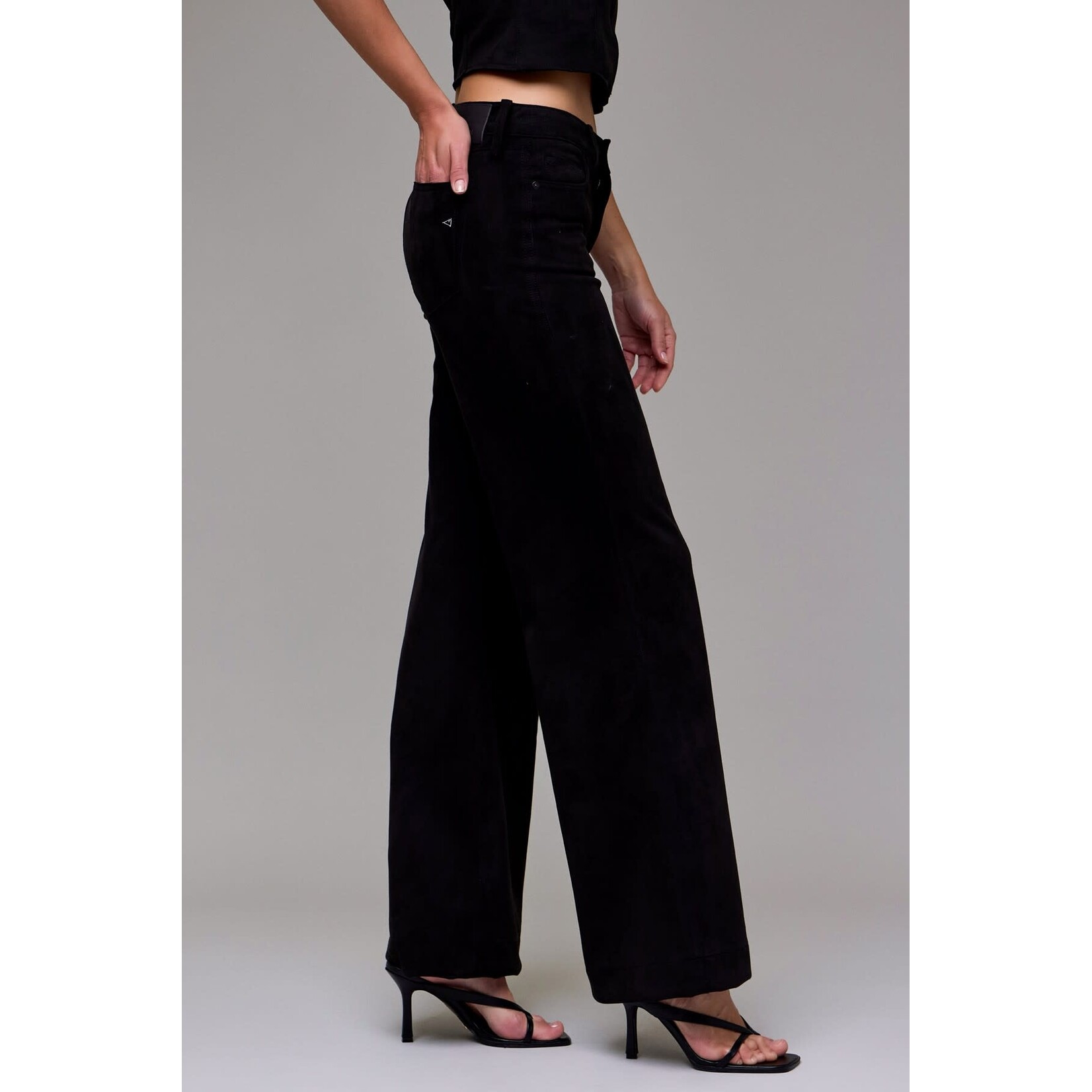 BLACK SUEDE STRETCH COMFORT FLARE