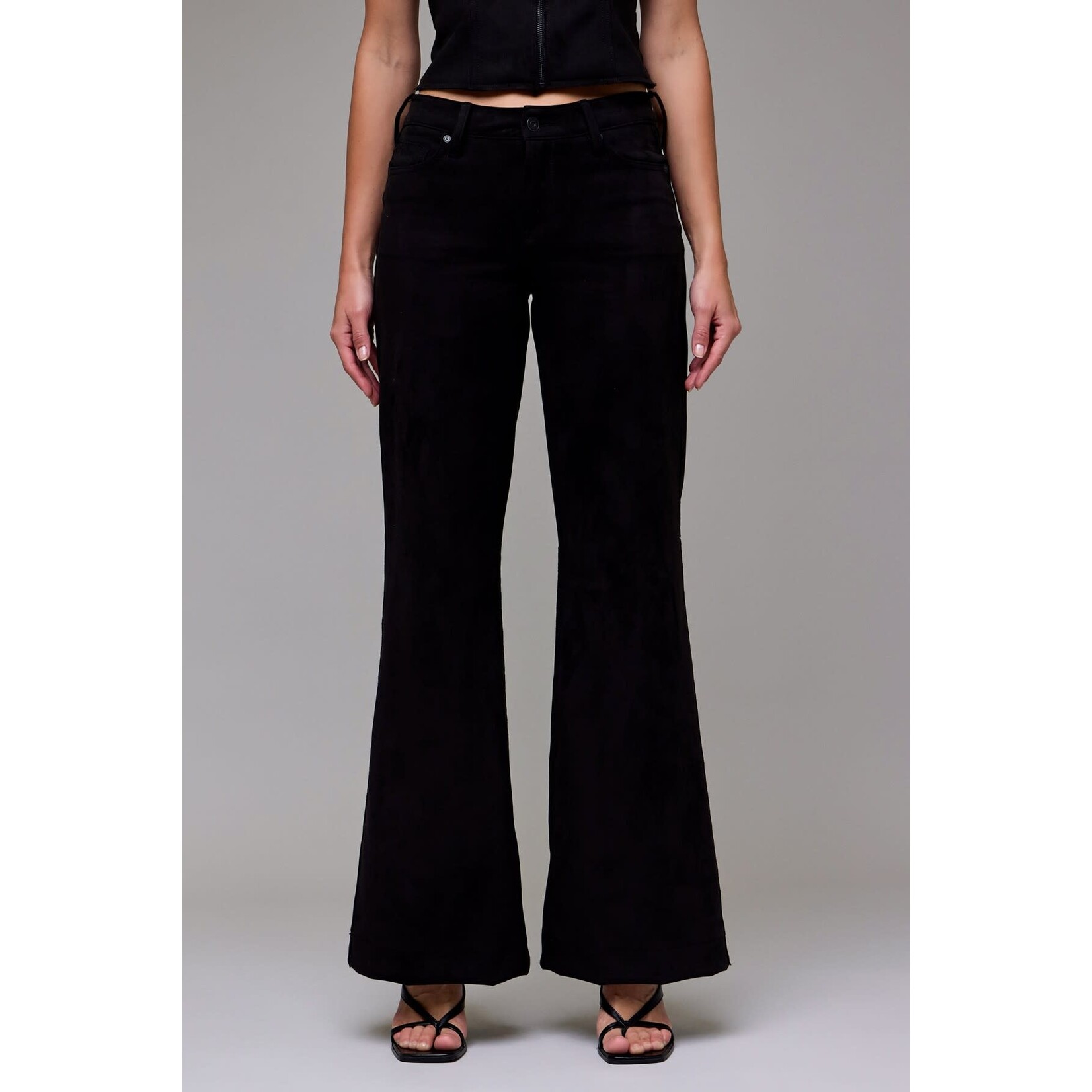 BLACK SUEDE STRETCH COMFORT FLARE