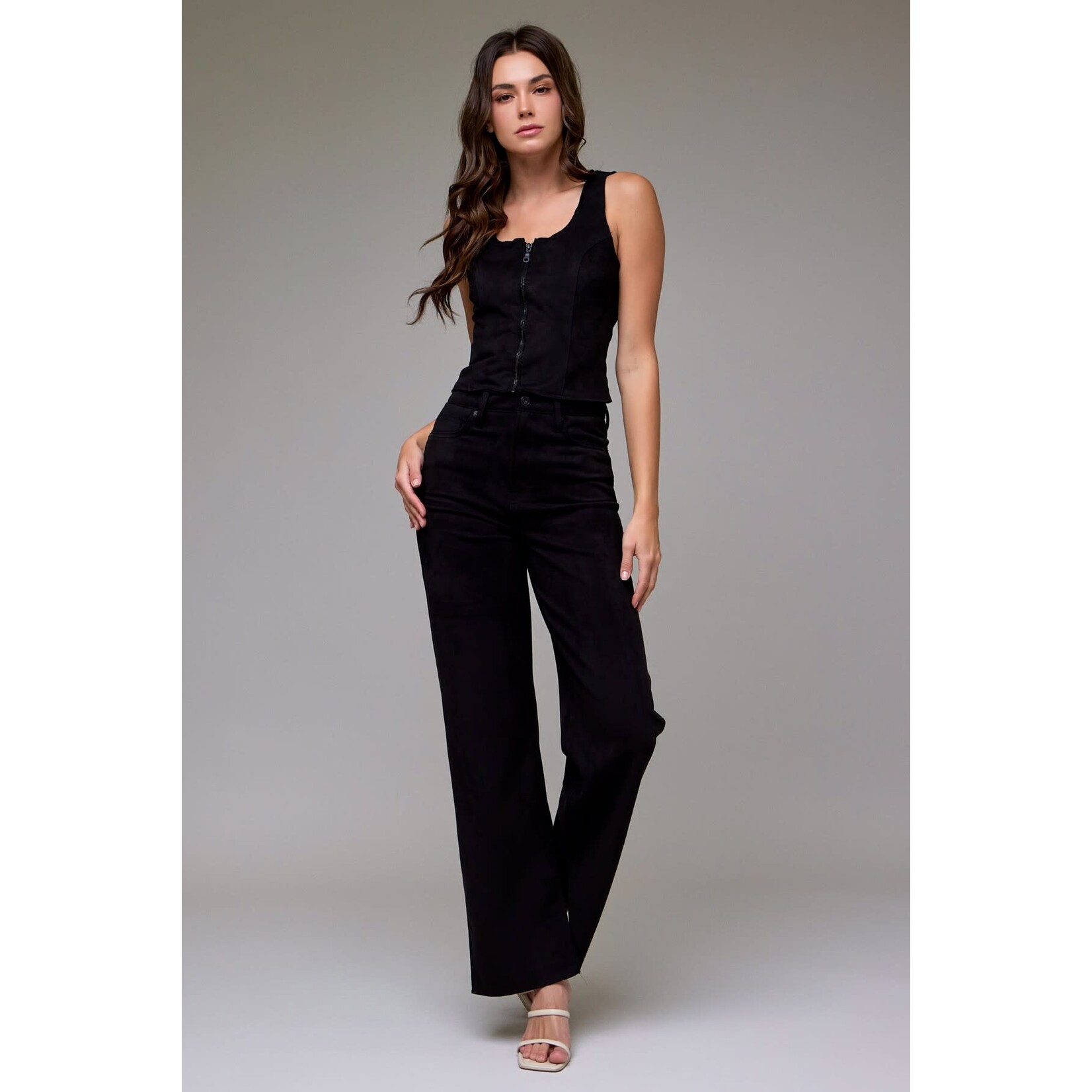 BLACK SUEDE STRETCH COMFORT FLARE