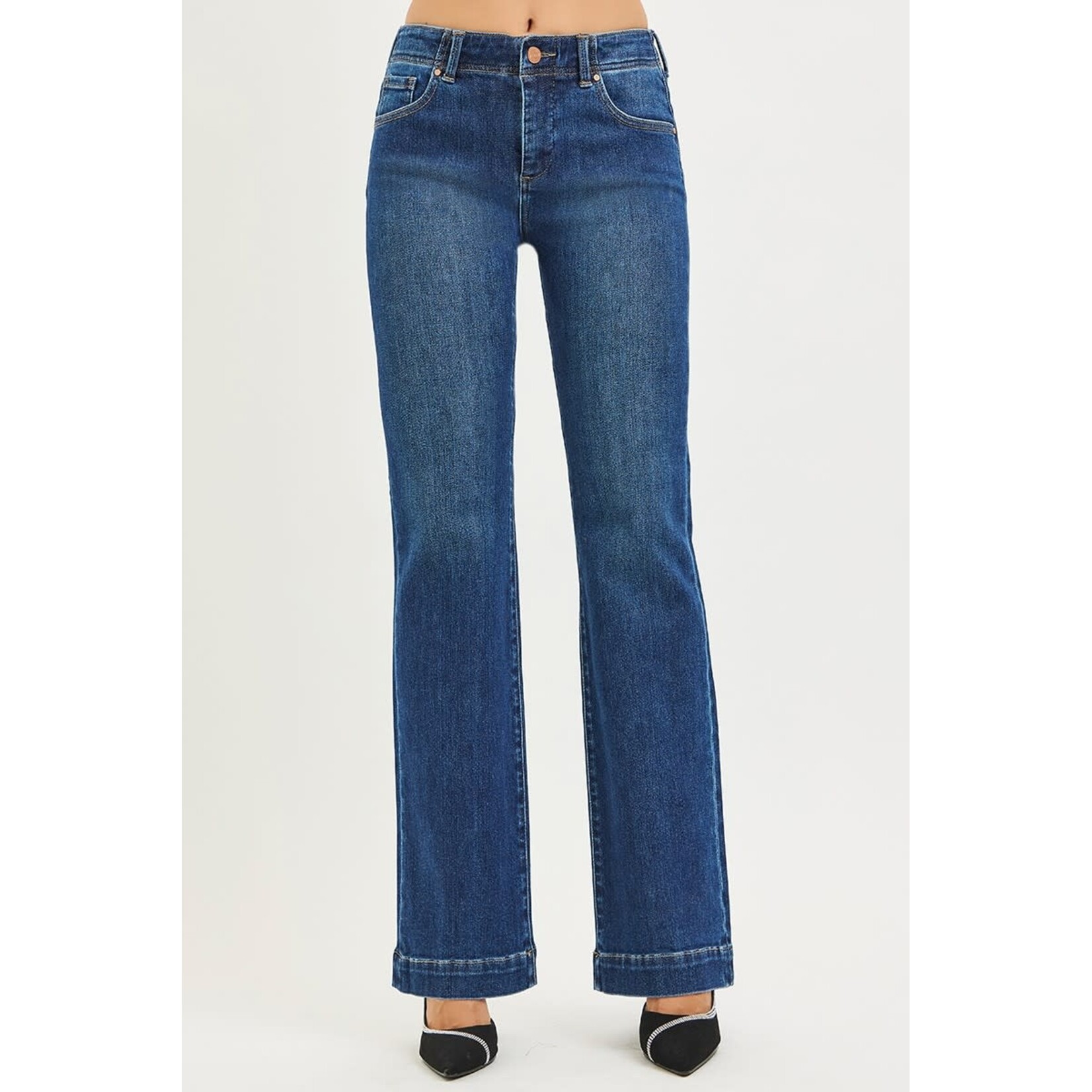 DARK WASH HIGH RISE BOOTCUT JEANS