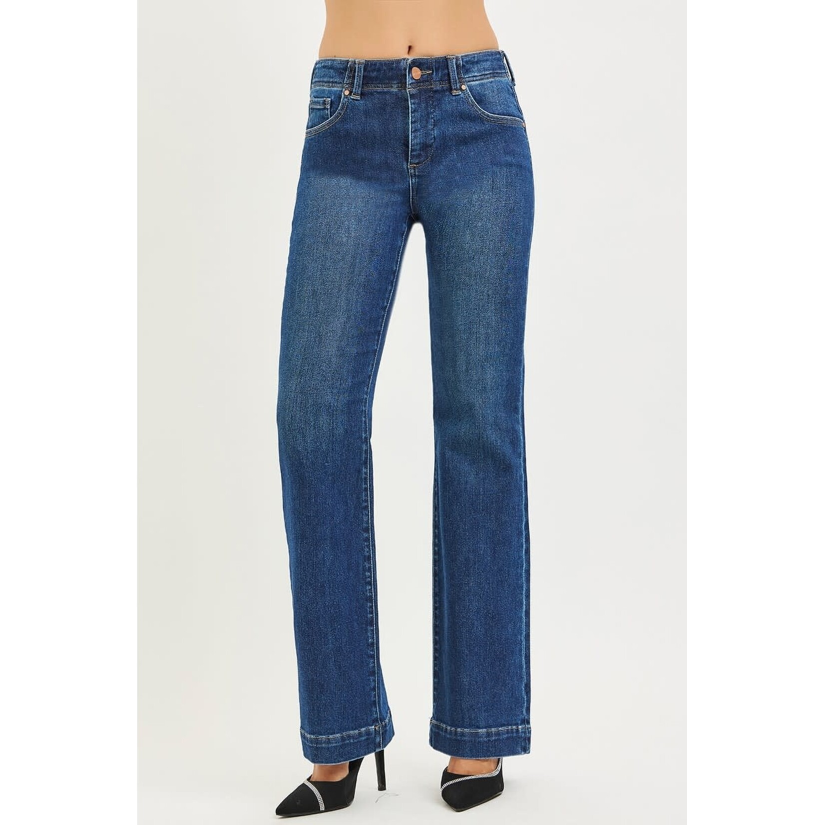 DARK WASH HIGH RISE BOOTCUT JEANS