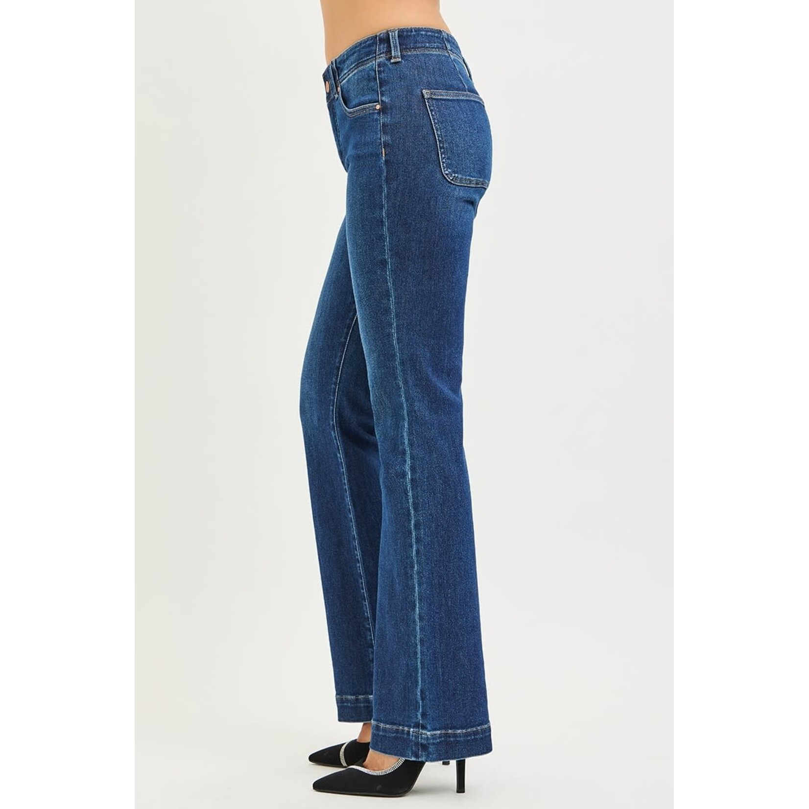 DARK WASH HIGH RISE BOOTCUT JEANS