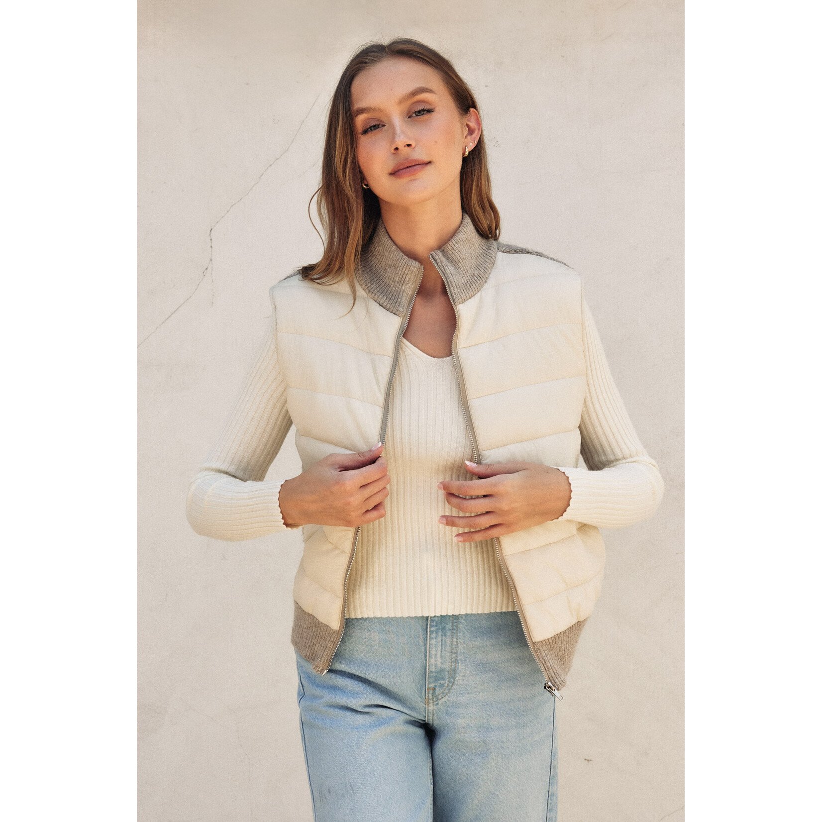 SHERPA AND PUFF CONTRAST VEST