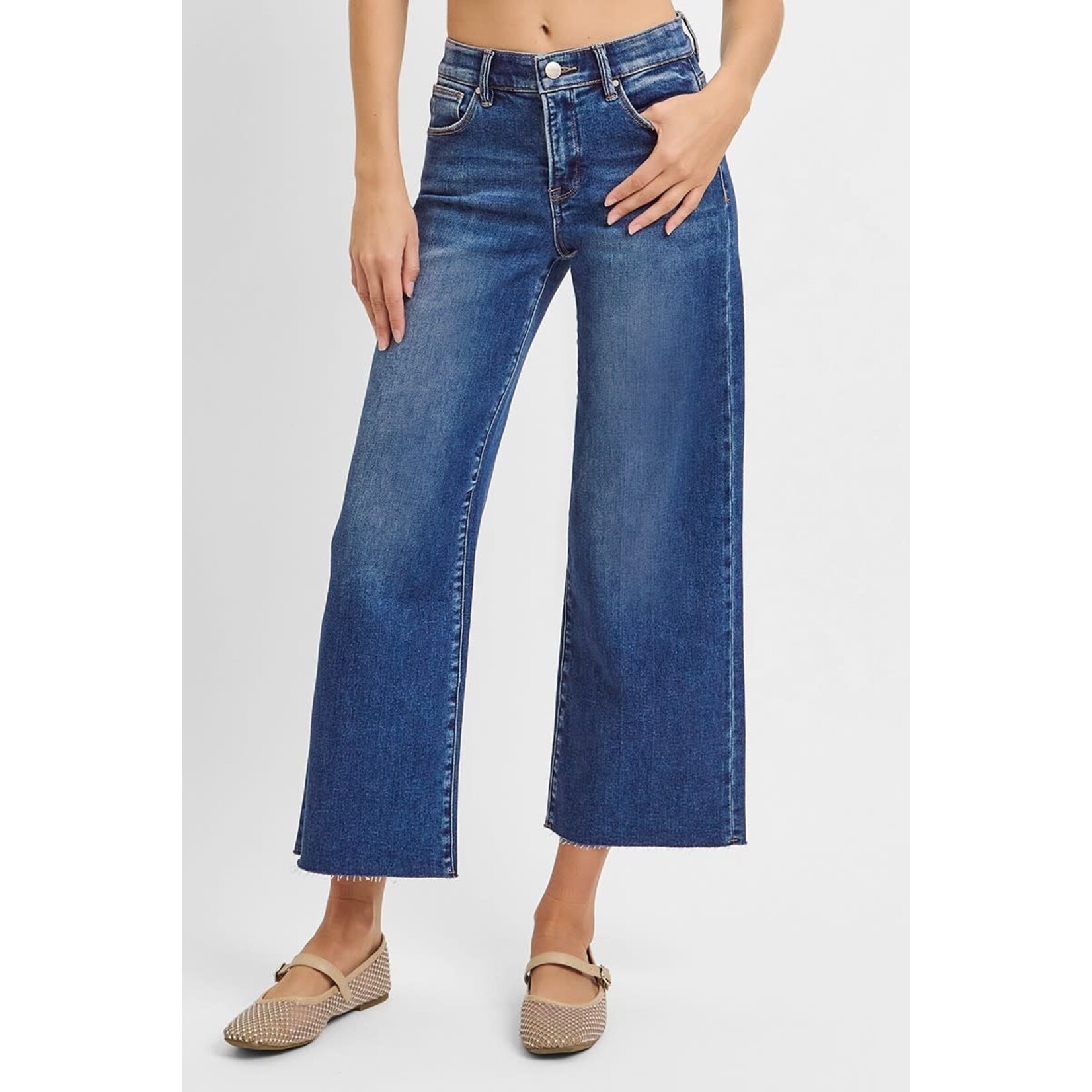 DARK WASH WIDE CROPPED JEAN