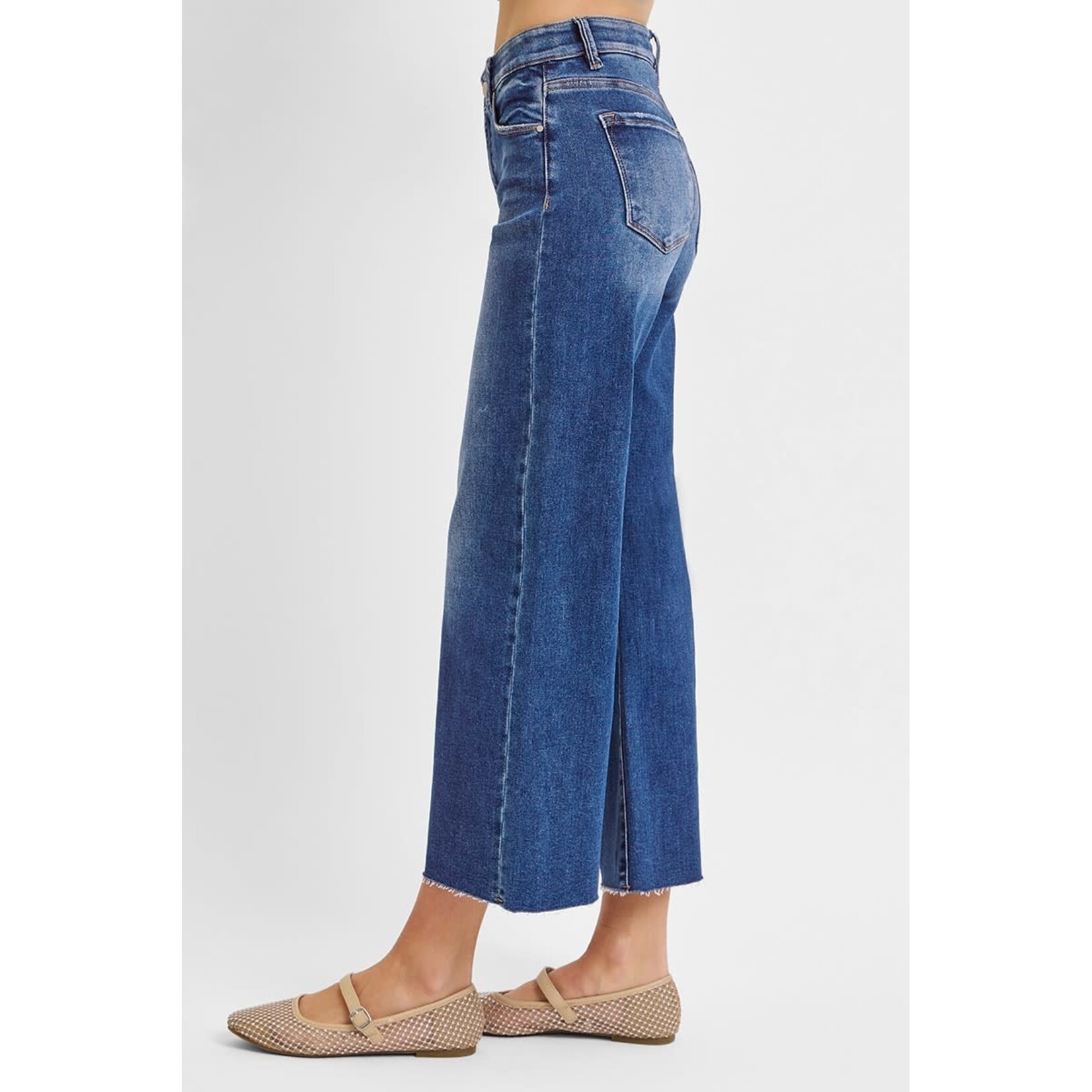 DARK WASH WIDE CROPPED JEAN