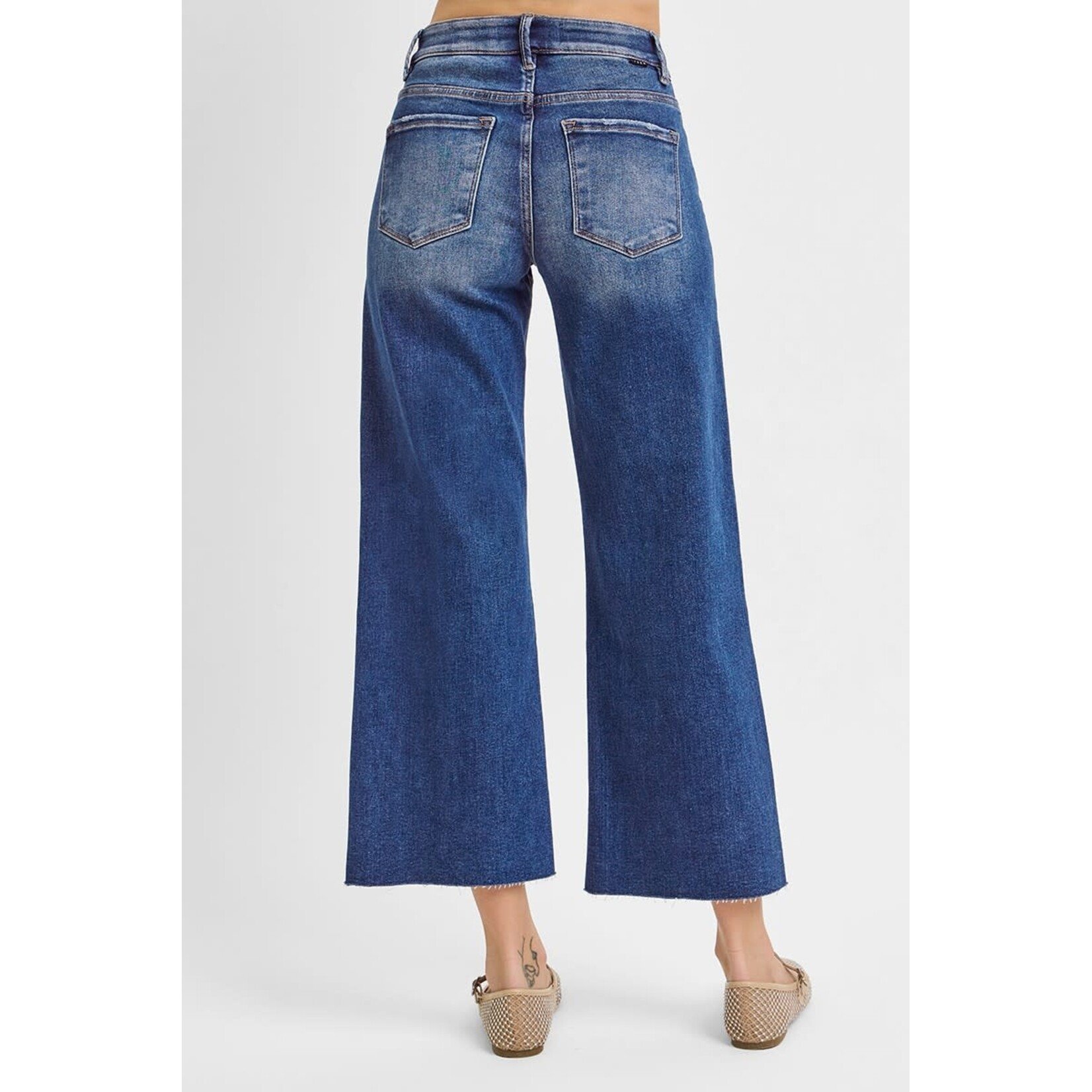 DARK WASH WIDE CROPPED JEAN