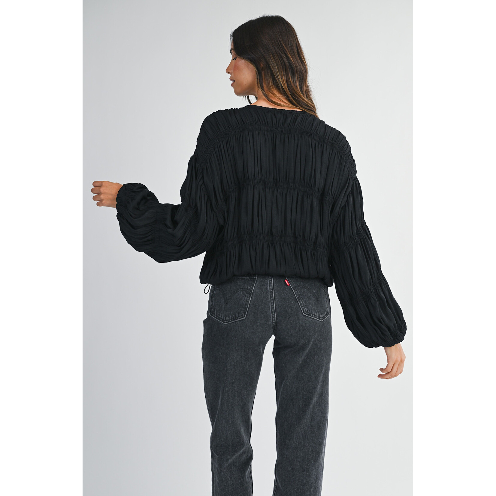 GATHERED ZIP UP JACKET (AVAILABLE IN BLACK & TAUPE)