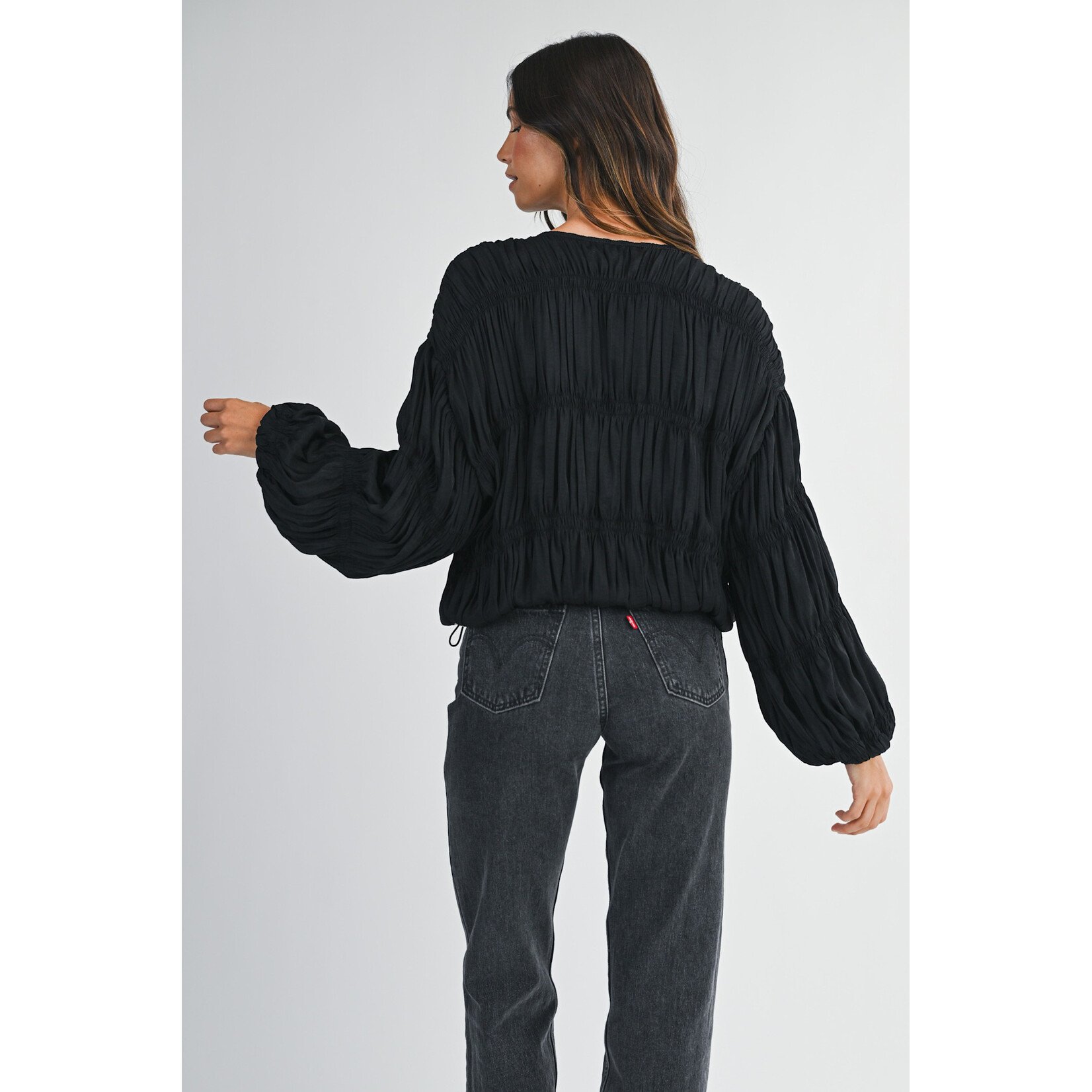 GATHERED ZIP UP JACKET