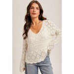 V-NECK CROCHET SWEATER