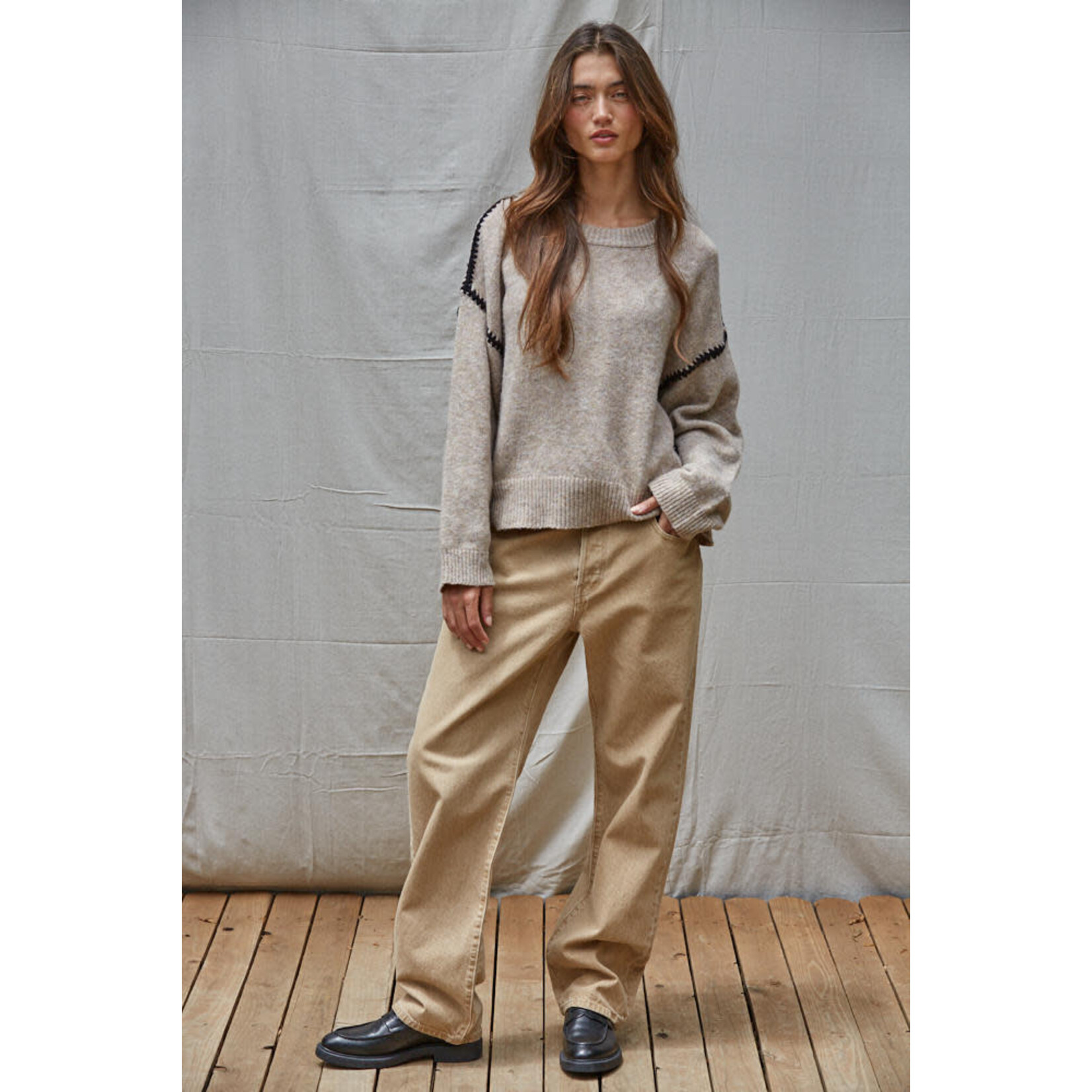 MOCHA WHIPSTITCH SWEATER