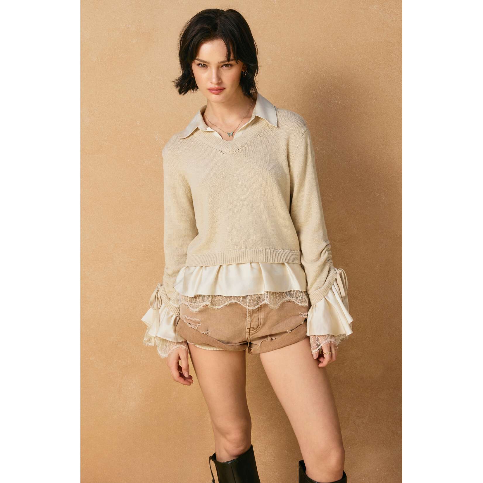 SATIN INSERT SWEATER