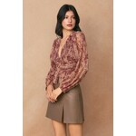 BURGUNDY BLOOM PEPLUM TOP