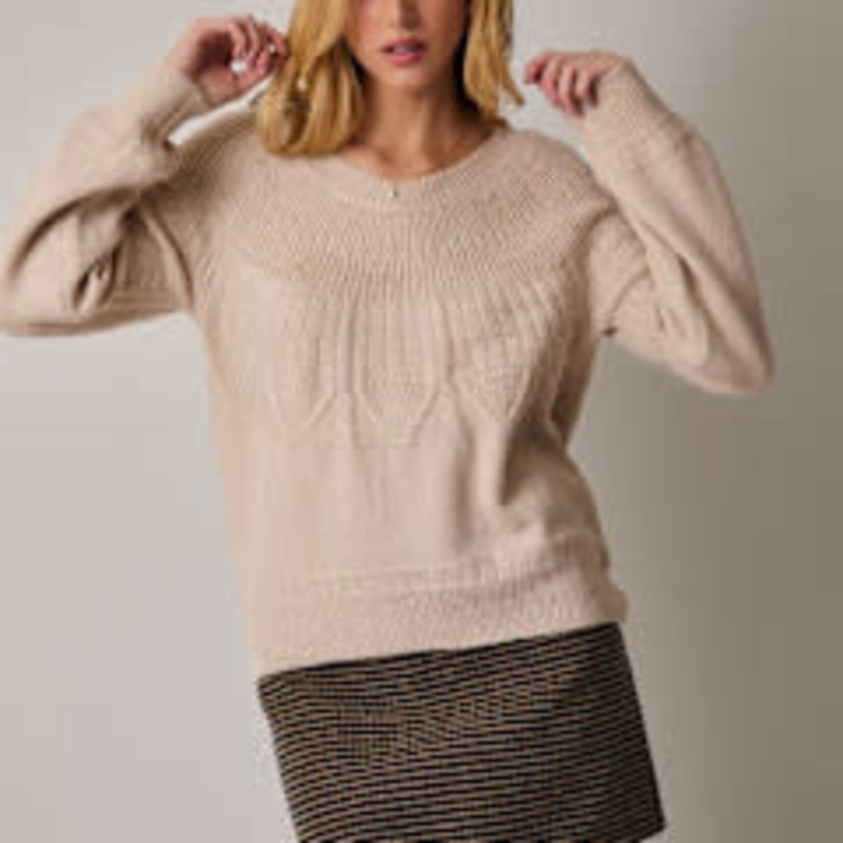 CREW NECK  TEXTURE DETAILE SWEATER