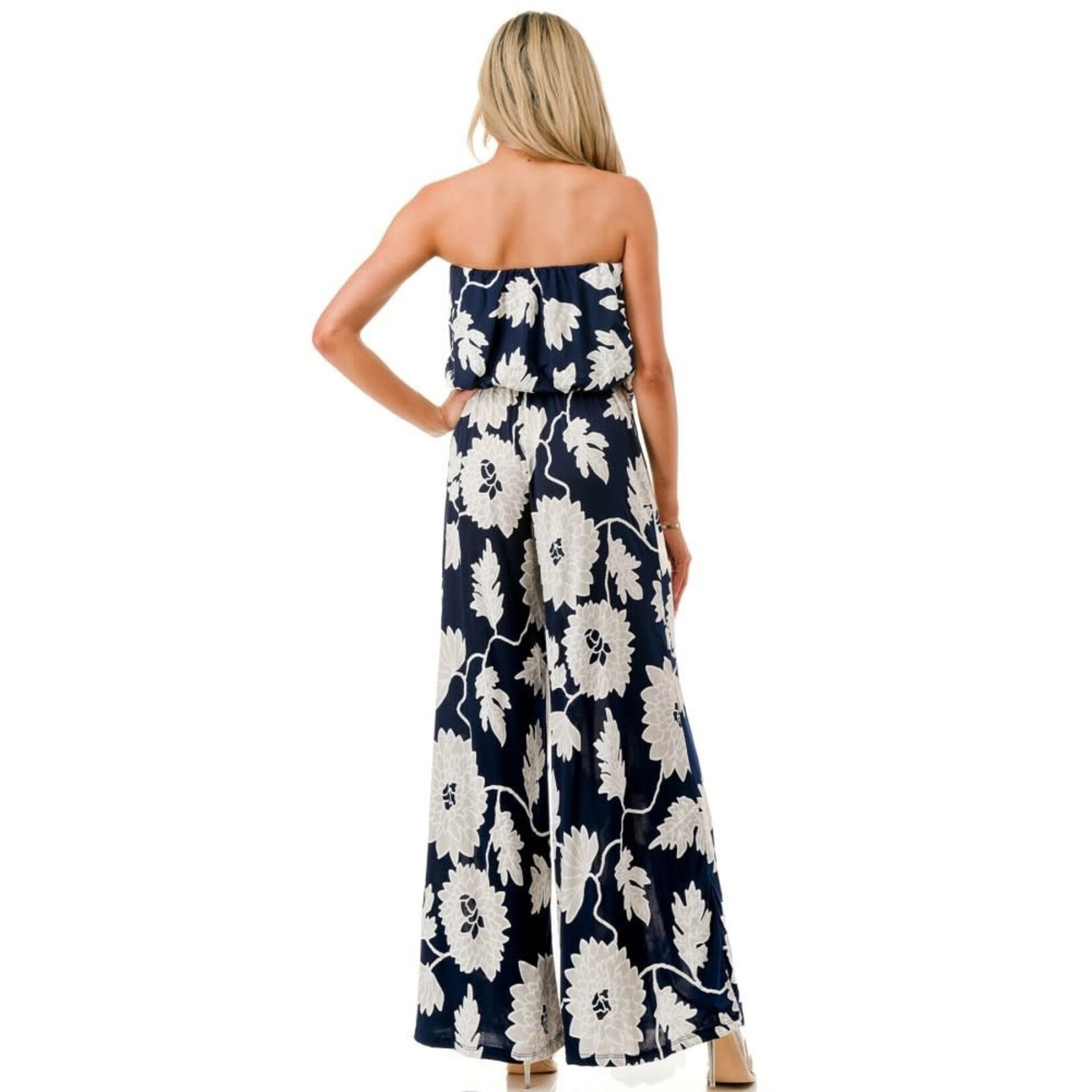 NAVY WIDE LEG JUMPSUIT W/ BELT