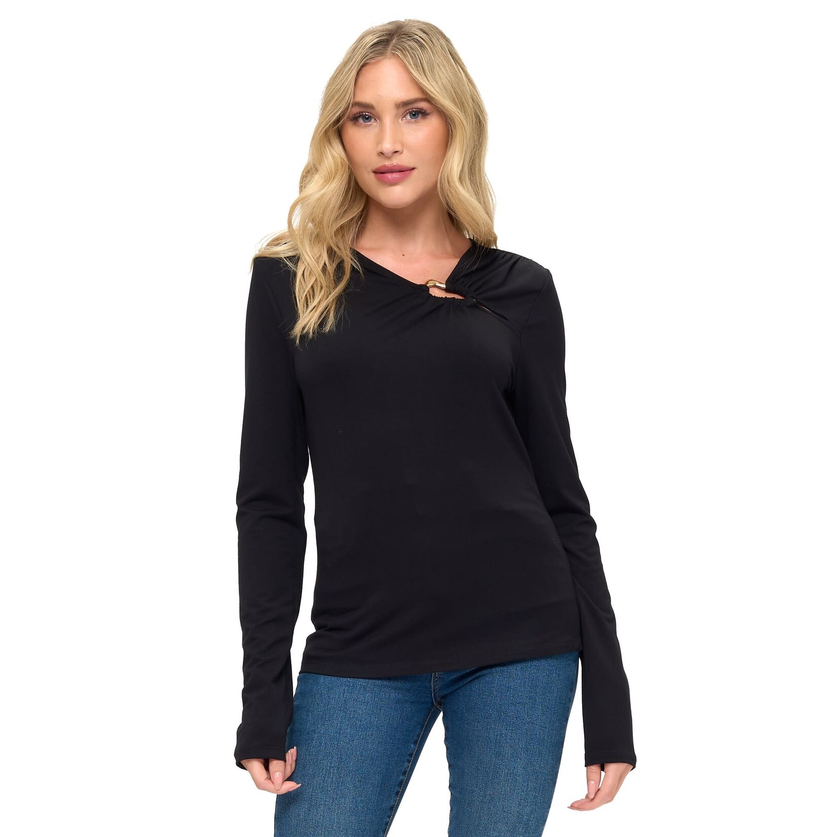 TRENDY LONG SLEEVE FITTED TOP (AVAILABLE IN BLACK & NAVY)