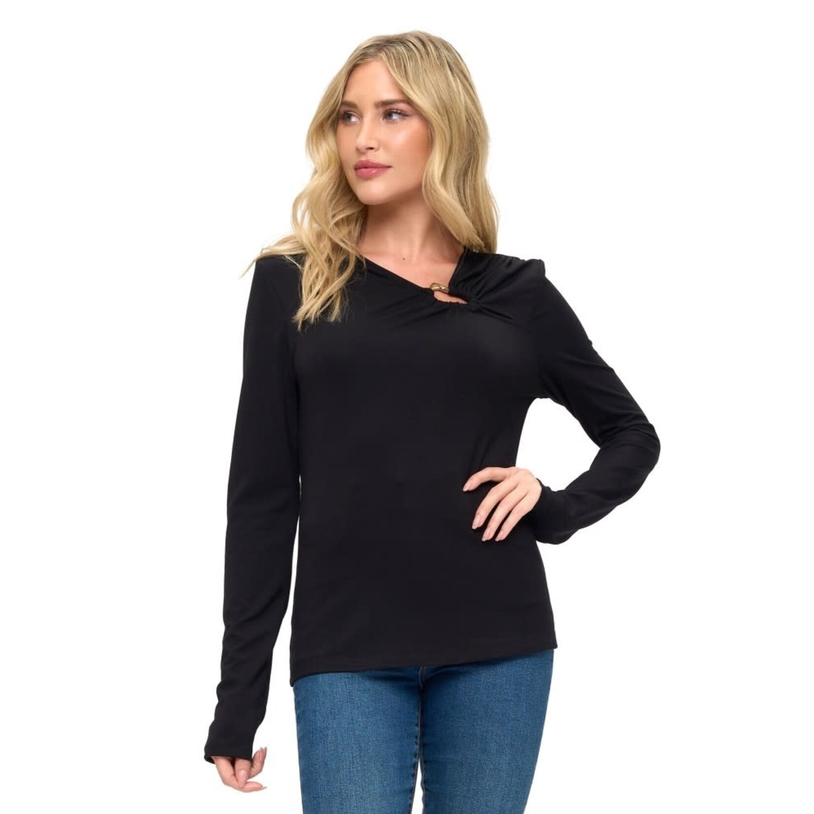 TRENDY LONG SLEEVE FITTED TOP (AVAILABLE IN BLACK & NAVY)