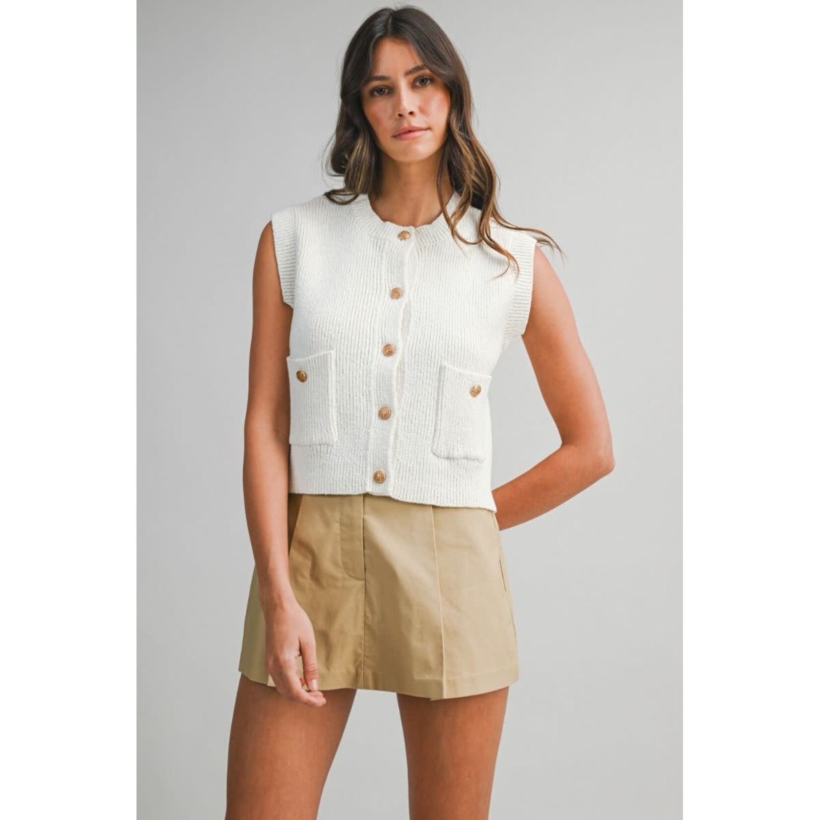 IVORY KNIT RIB VEST