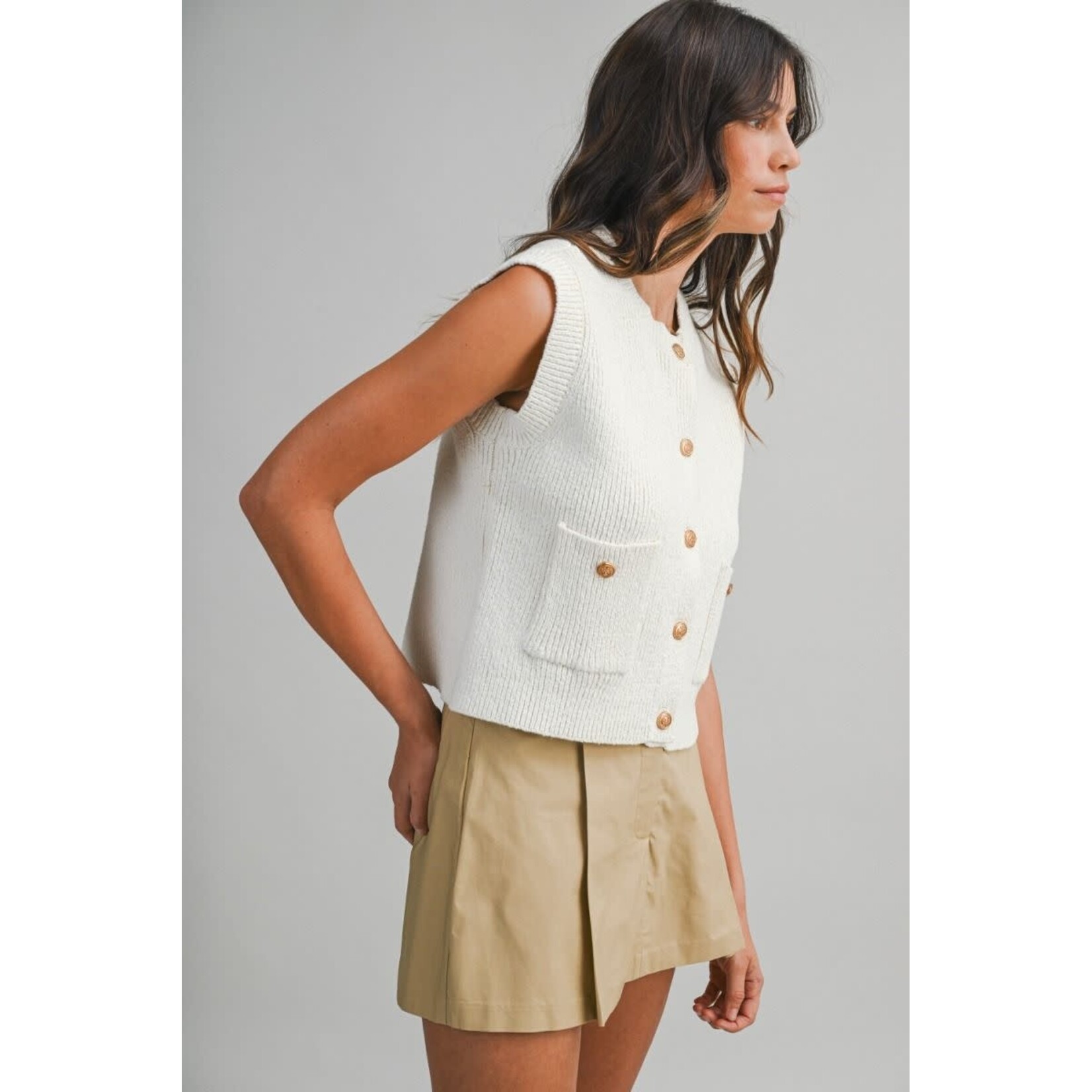 IVORY KNIT RIB VEST