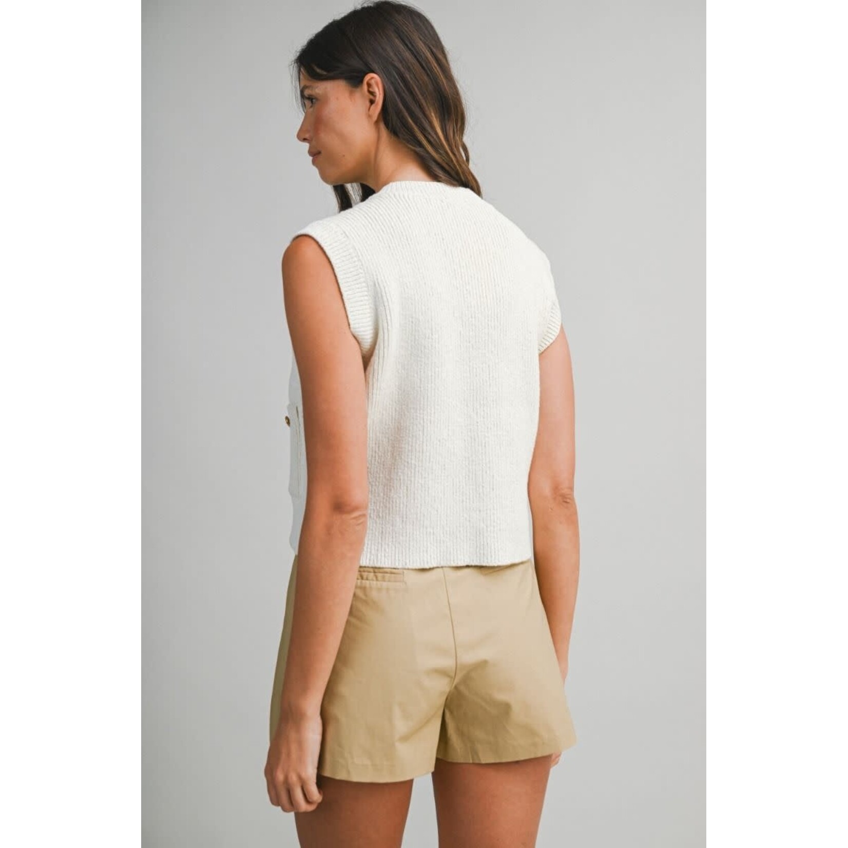 IVORY KNIT RIB VEST