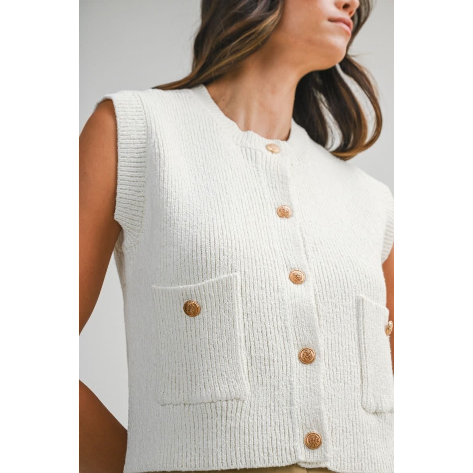 IVORY KNIT RIB VEST