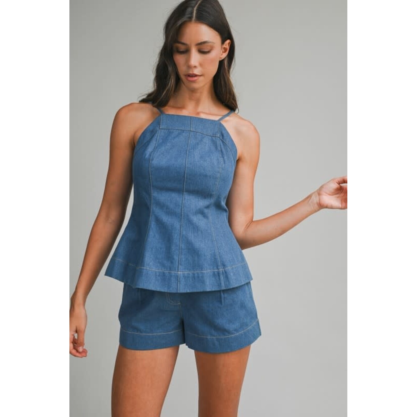DENIM TOP AND SHORTS SET